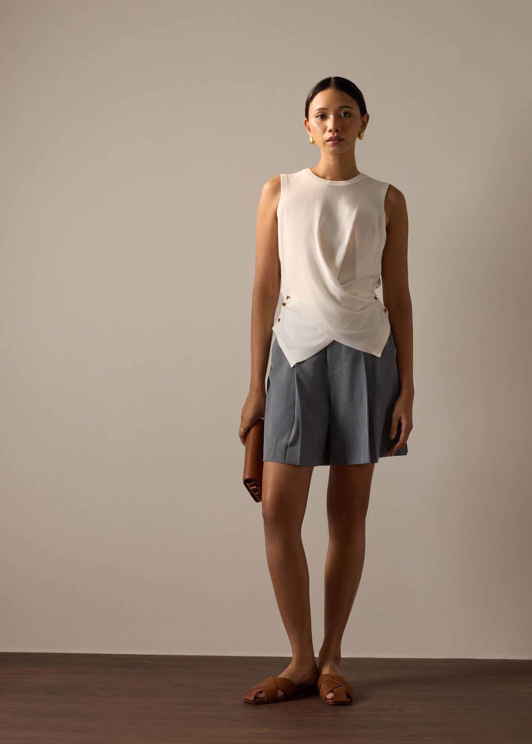 Tasya Knit Cross Over Round Neck Tank Top - Image 13