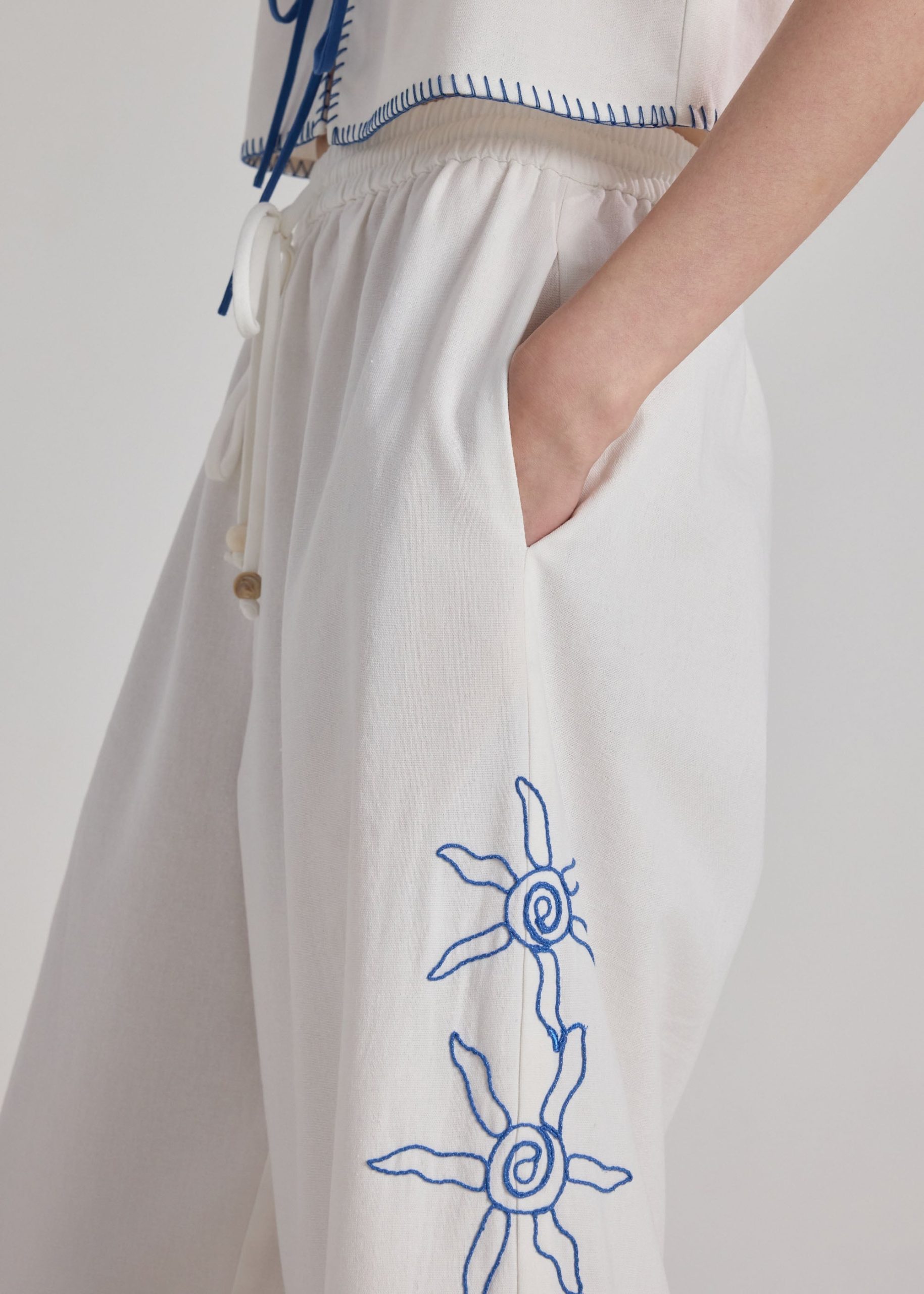 Drawstring Pants in Coastal Charm Embroidery - Image 11
