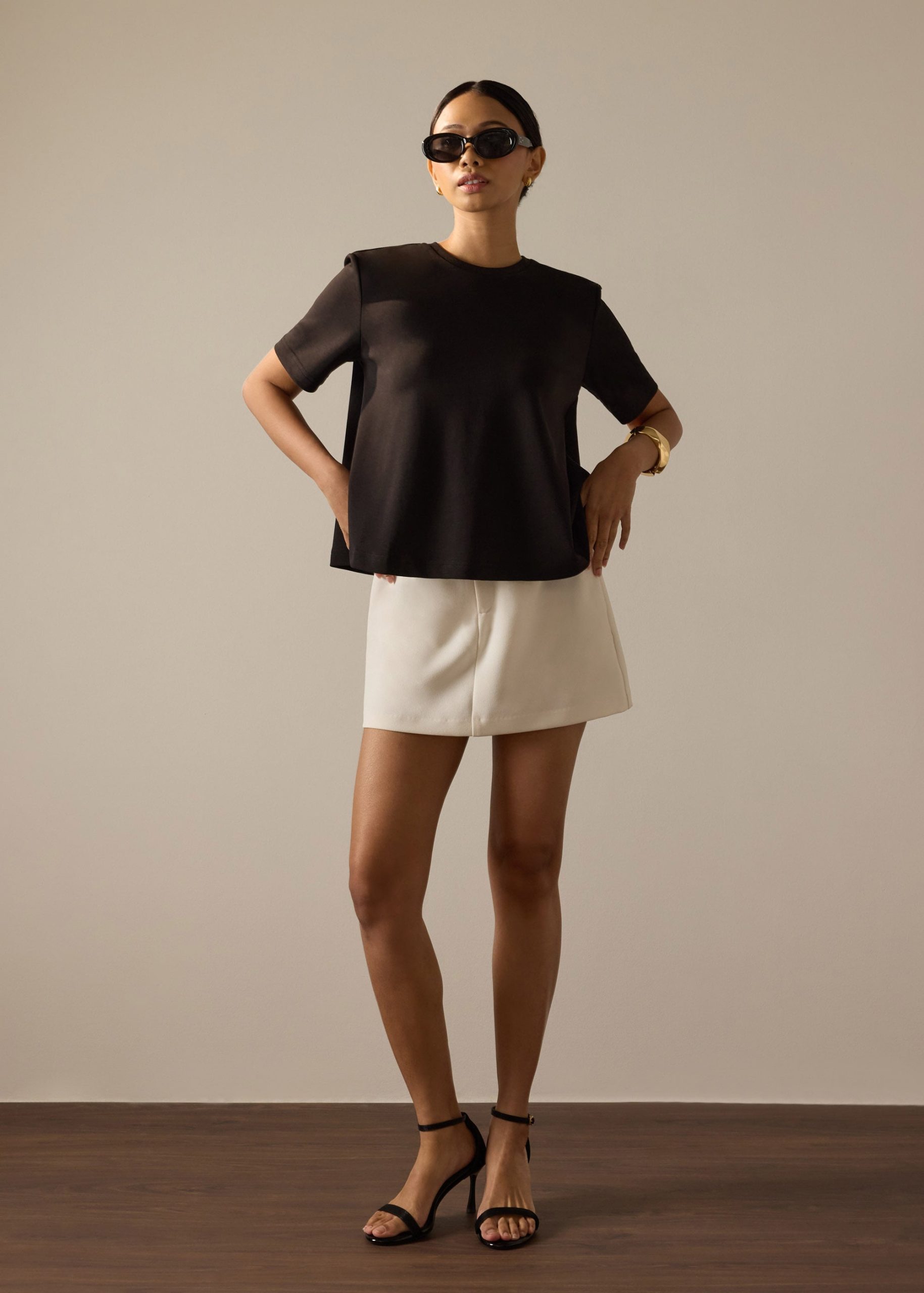Billie Neoprene Round Neck Trapeze Tee - Image 6
