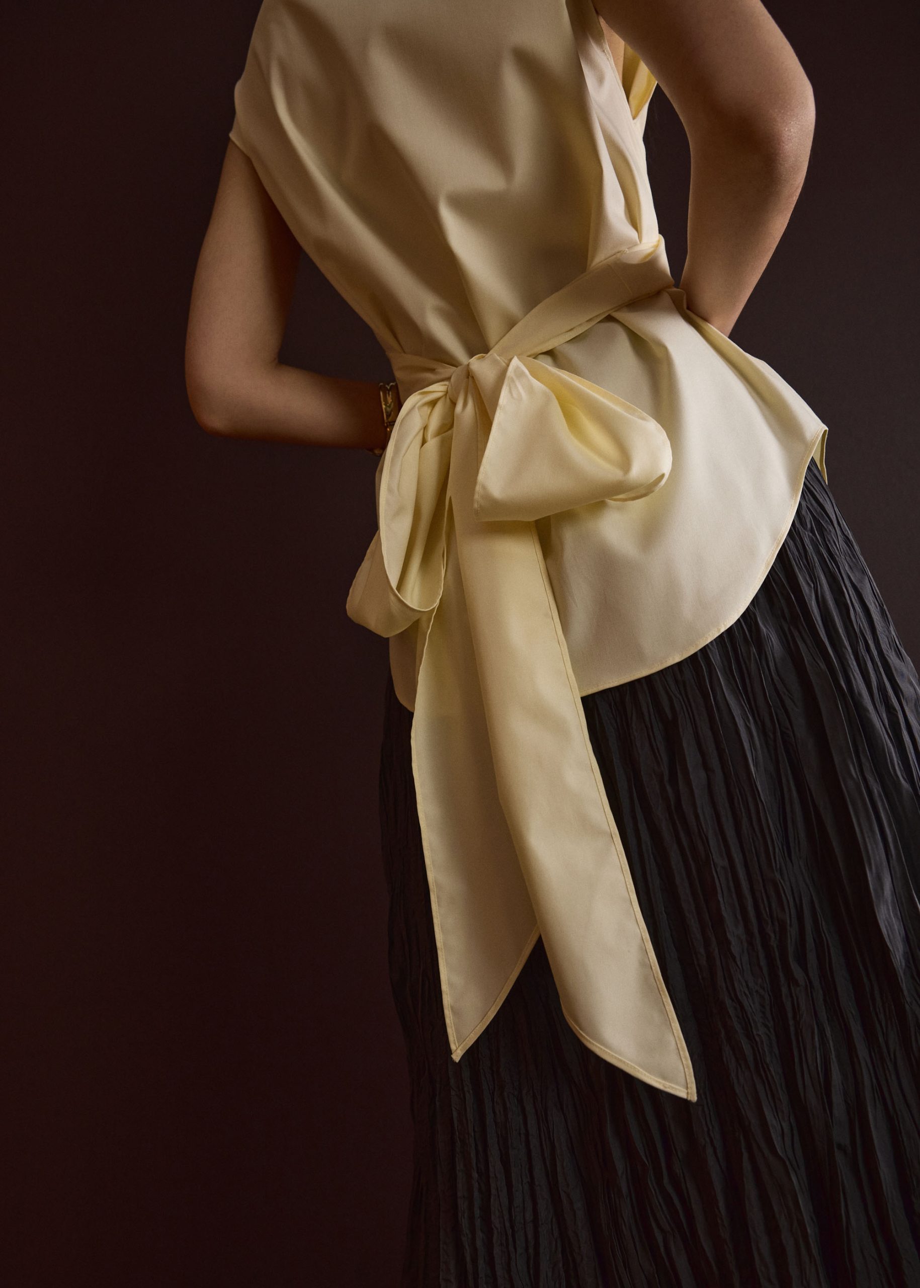 Ziyi Poplin Front Wrap Mandarin Collar Shirt - Image 16