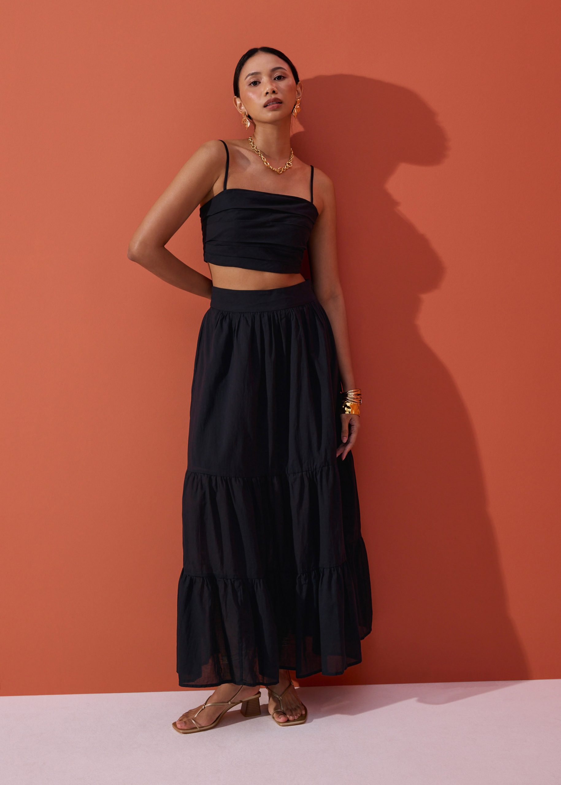 Cotton Flare Maxi Skirt in Desert Haze - Image 11