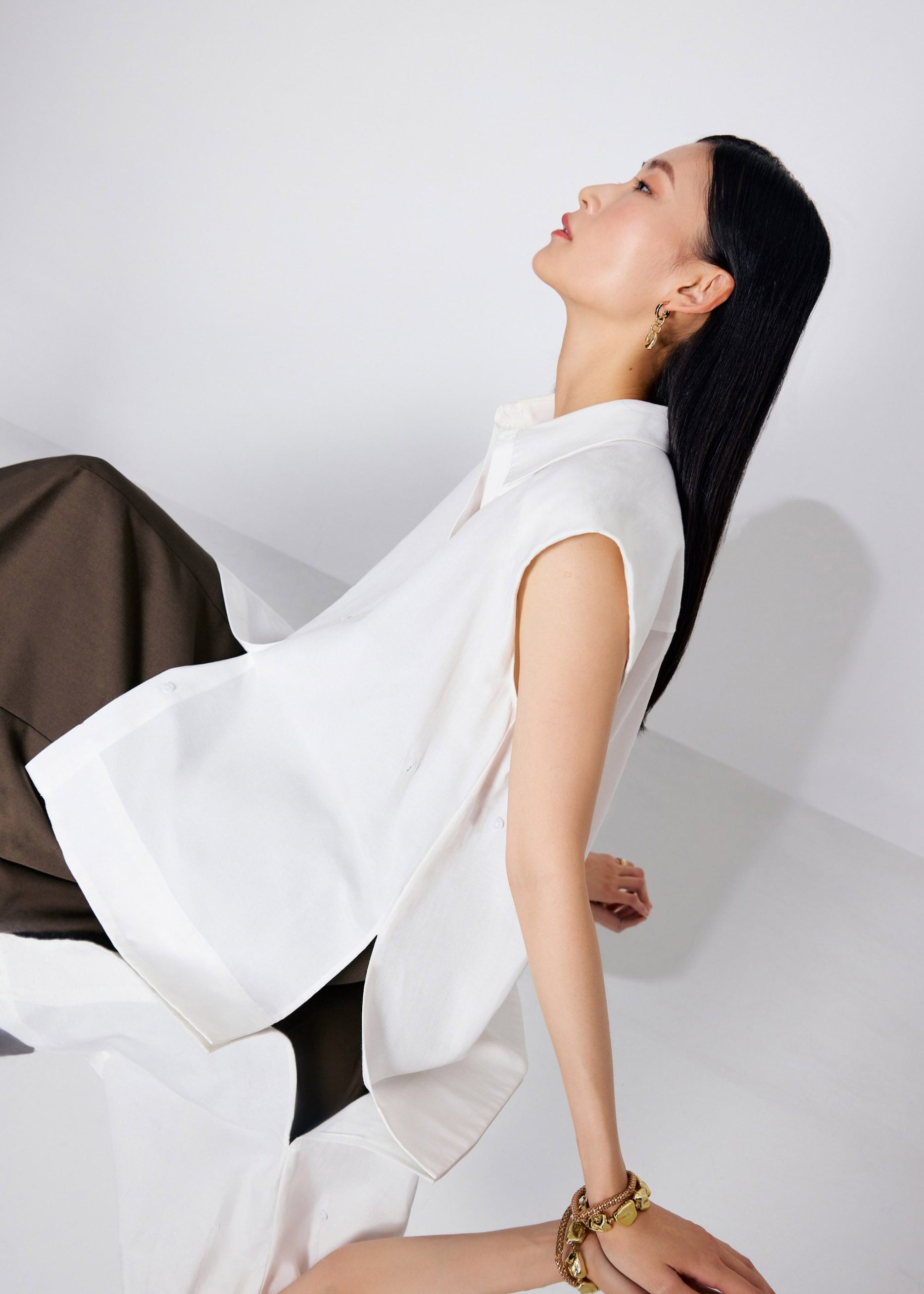 Relaxed Cotton Long Button Down Shirt - Image 3