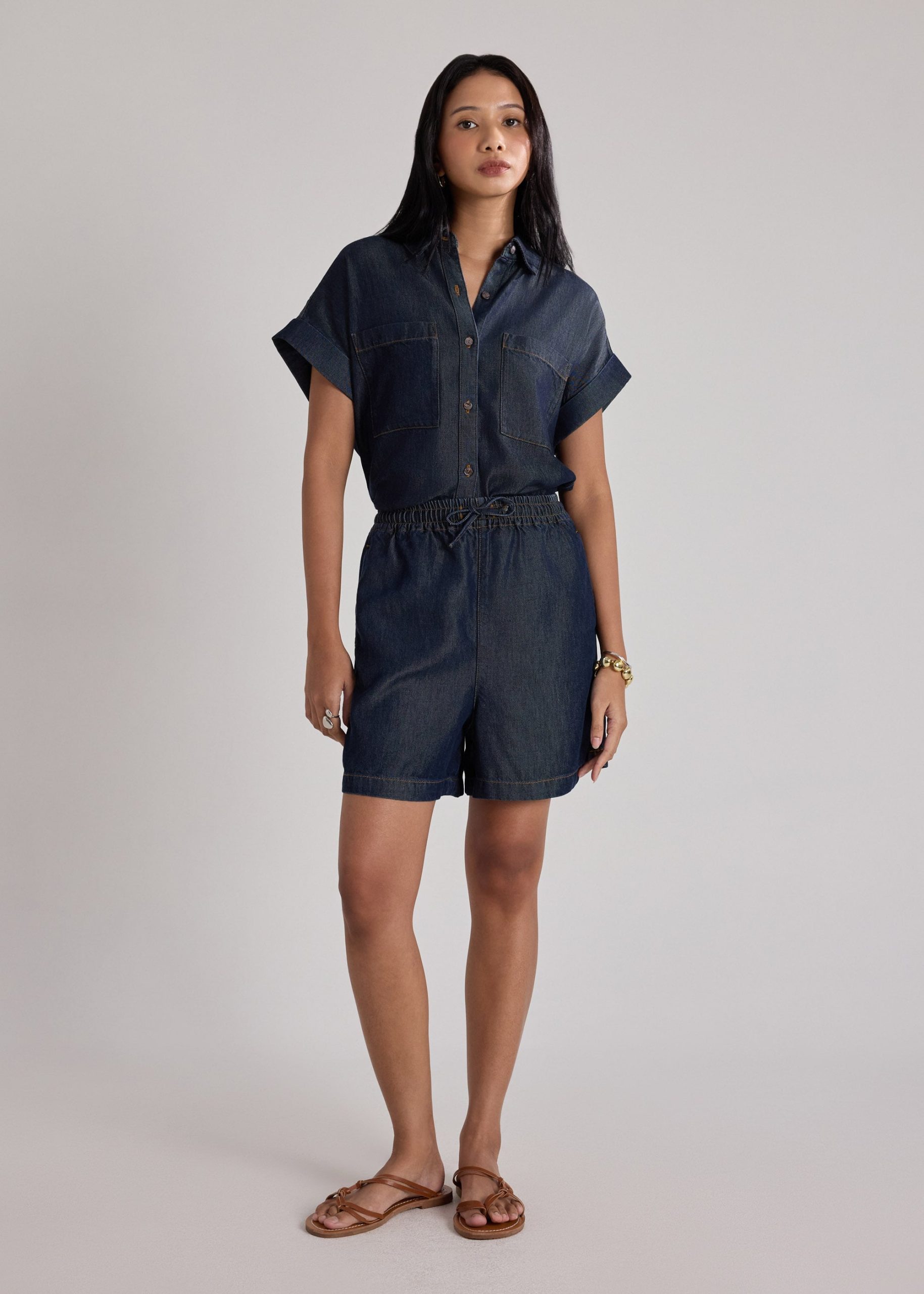 Demi Lyocell Chambray Drawstring Shorts - Image 2