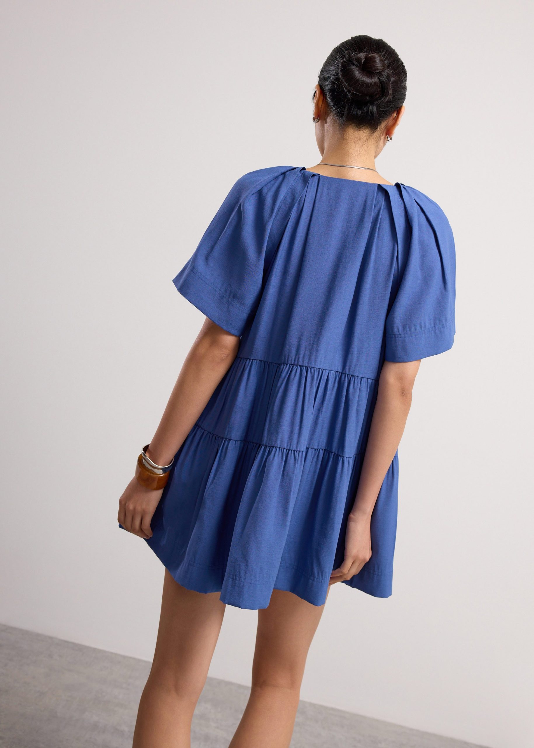 Rayon V-neck Trapeze Mini Dress - Image 17