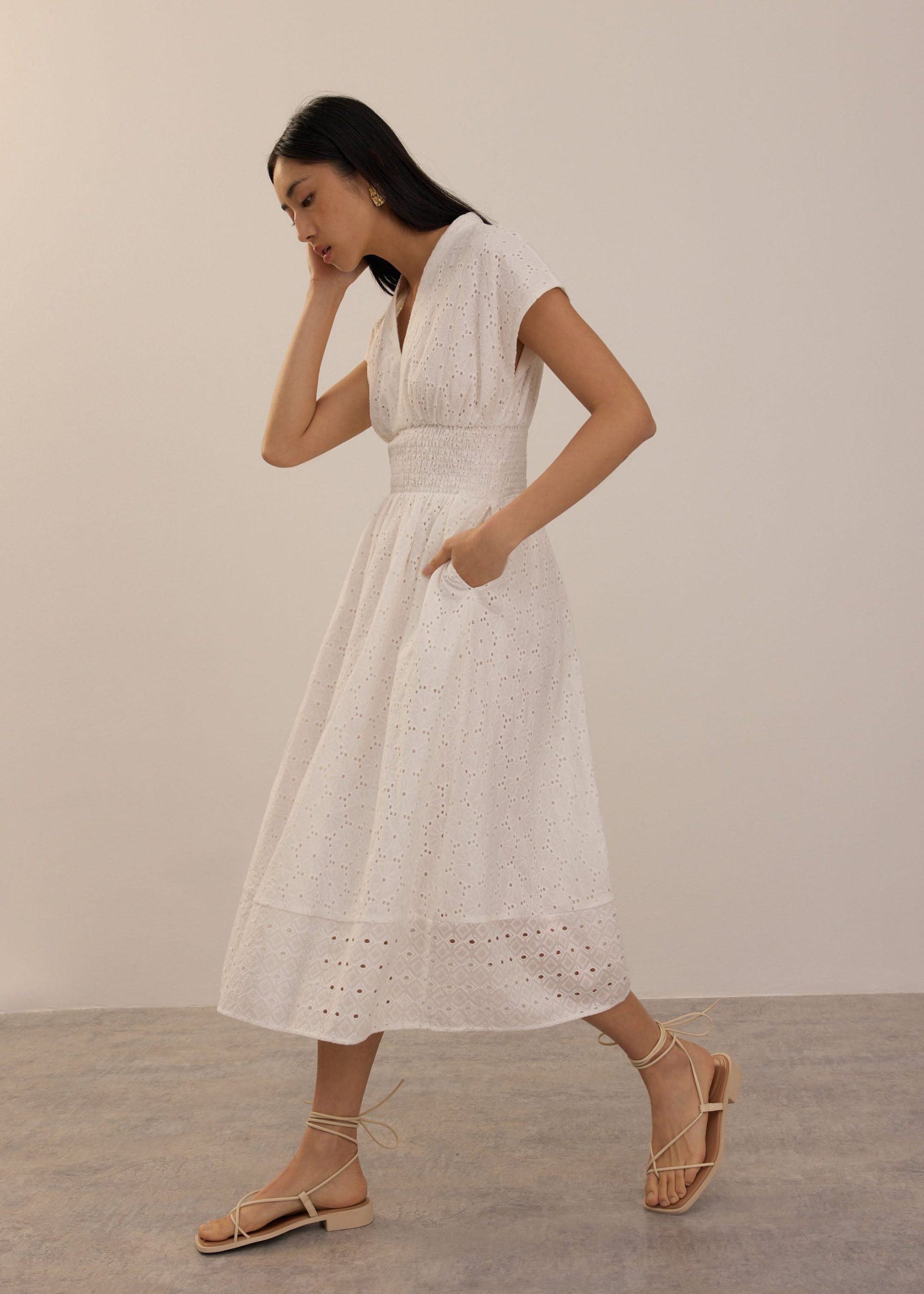 Broderie Fit & Flare Midi Dress - Image 4
