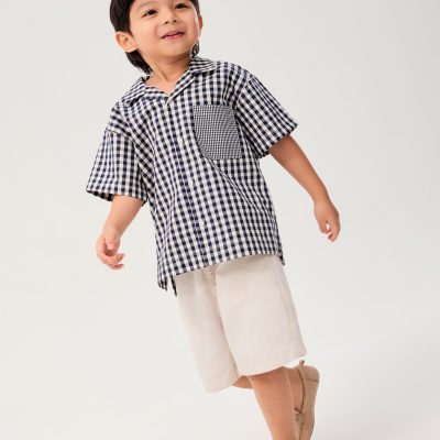Kids' Gingham Cotton Button Down Shirt