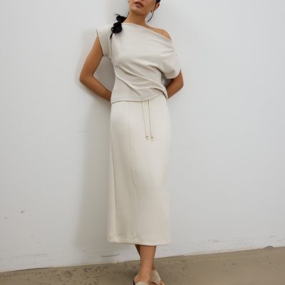Neoprene High Waist Column Midaxi Skirt