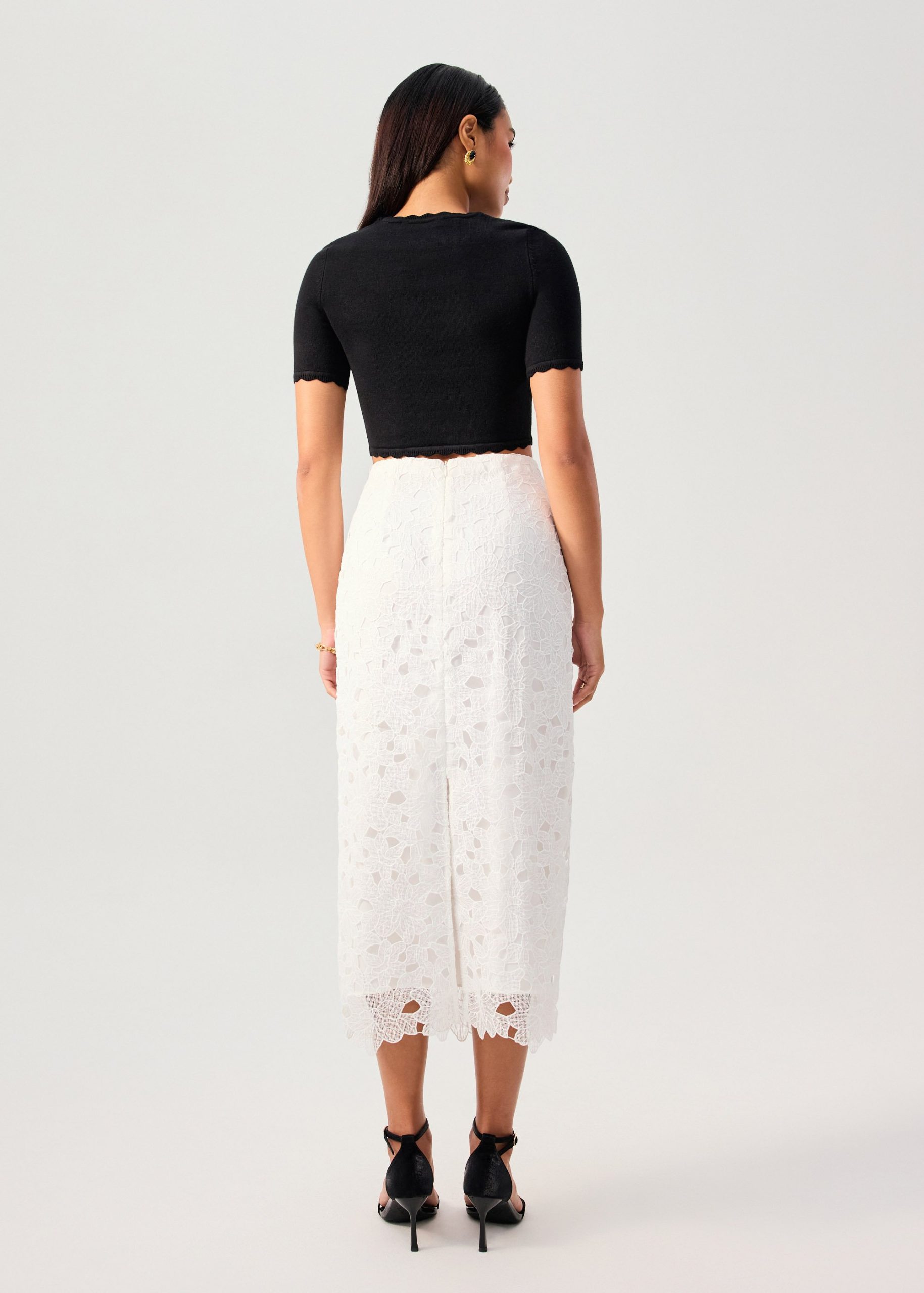 Floral Lace Column Midi Skirt - Image 8
