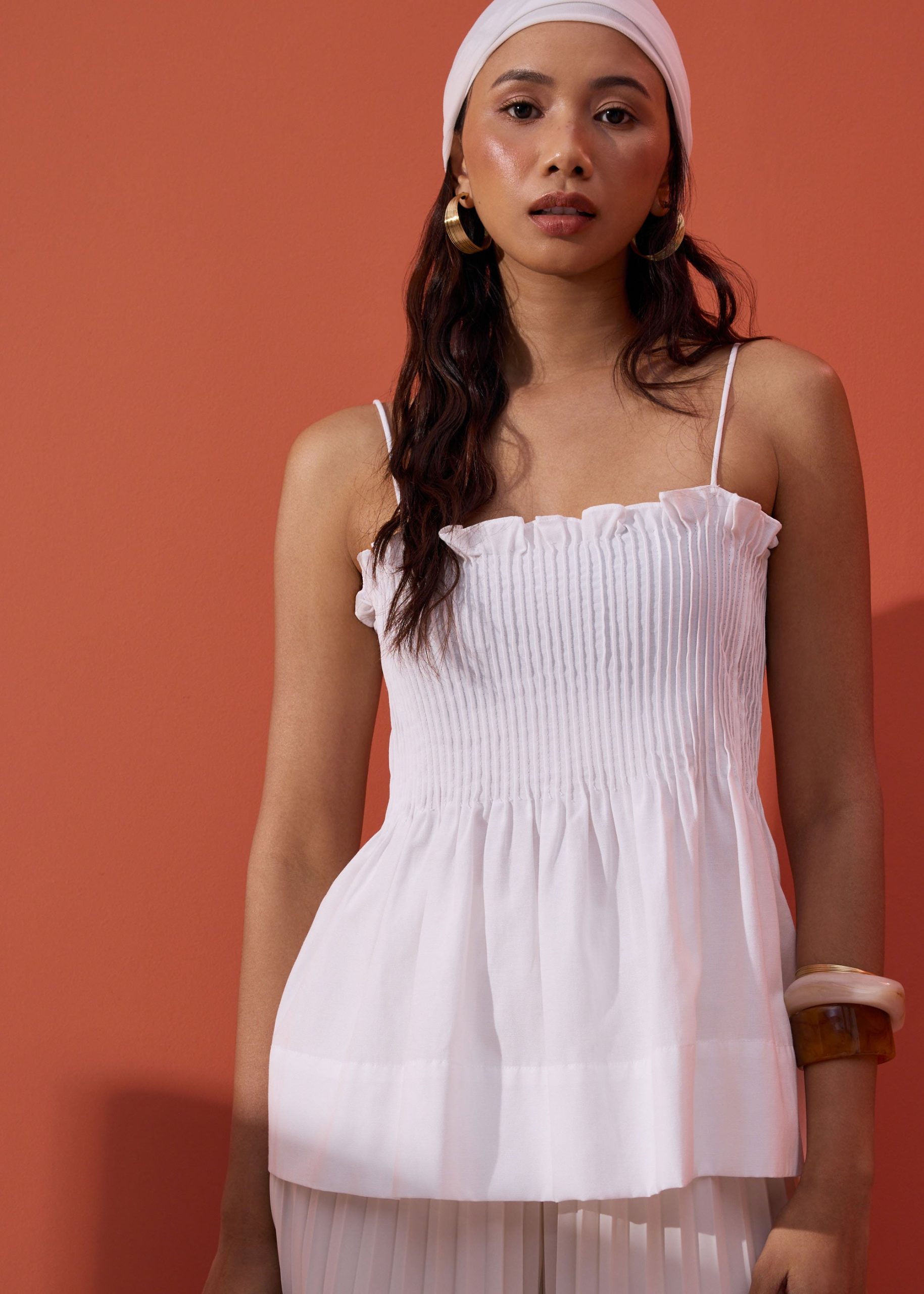 Cotton Pintuck Peplum Camisole Top - Image 2