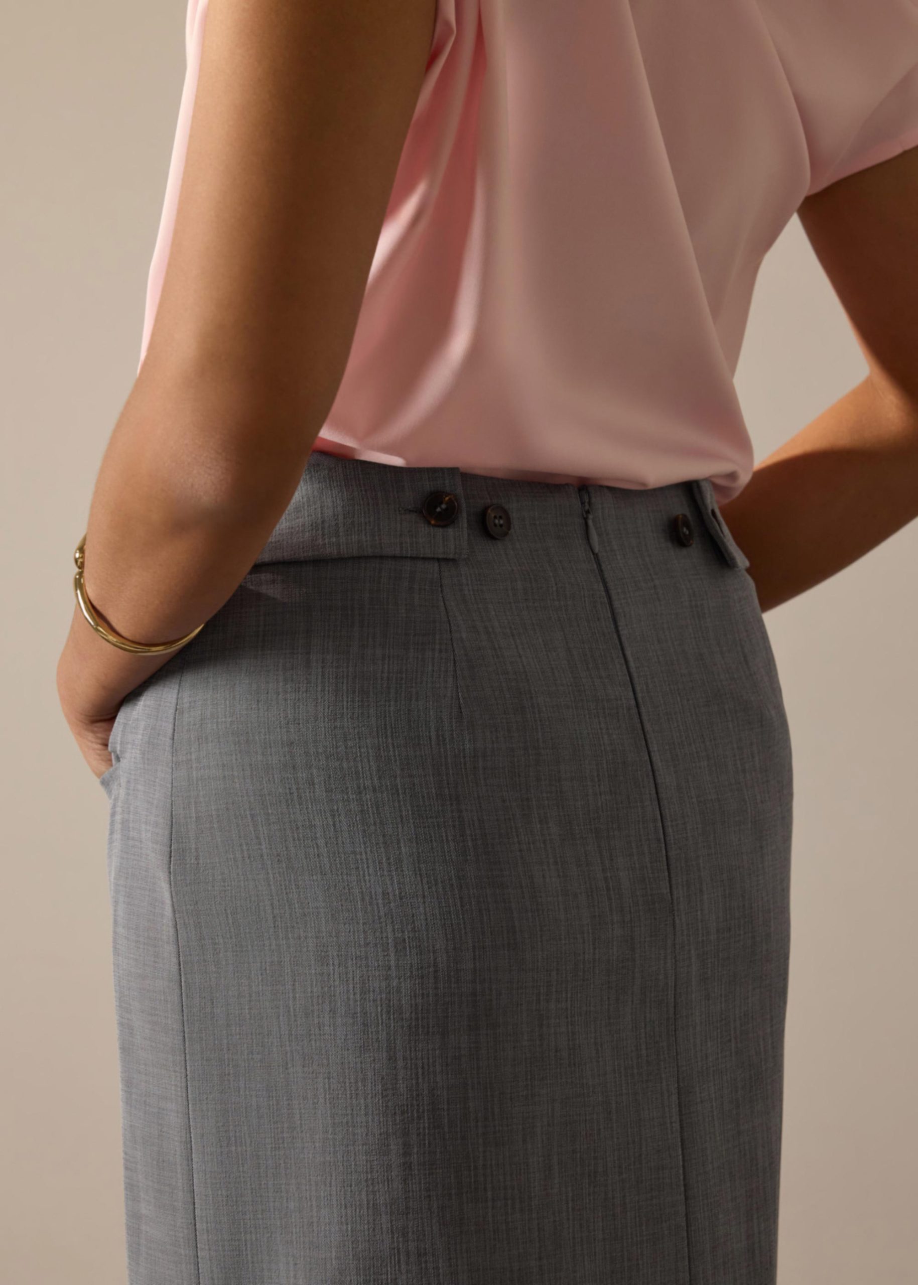 Ikumi Adjustable Waist Melange Column Midaxi Skirt - Image 7