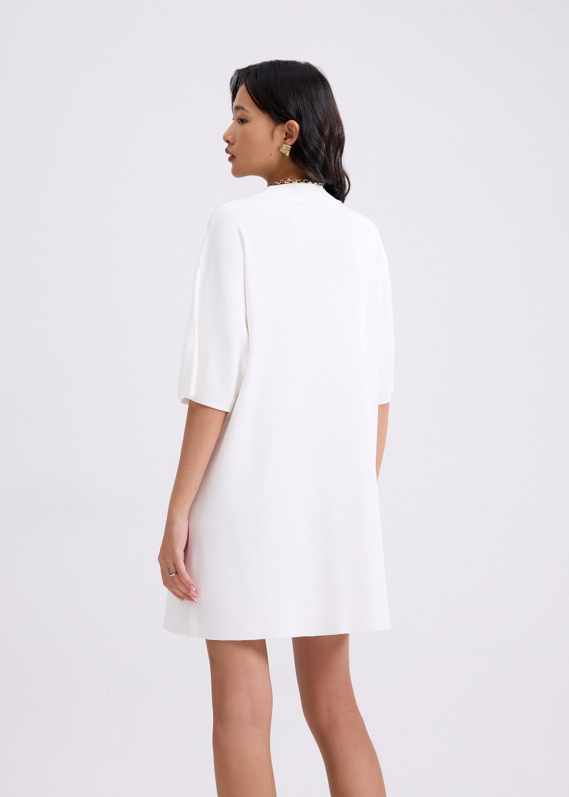 Knit Round Neck Shift Mini Dress - Image 15