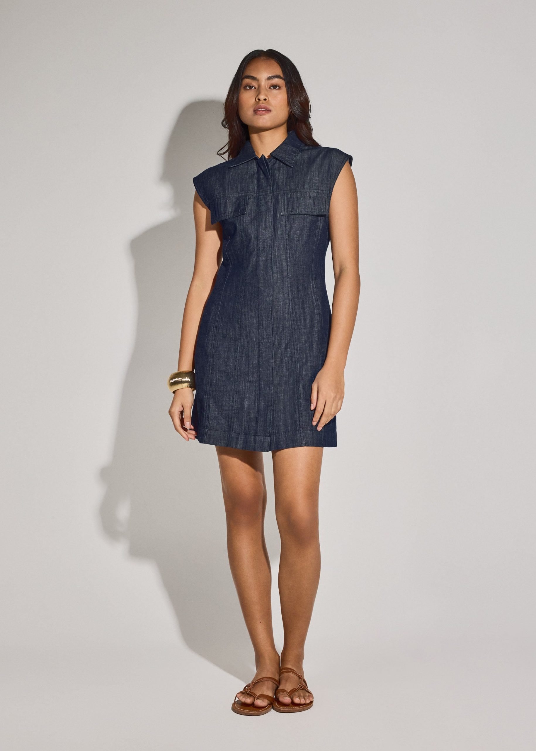 Denim A-Line Button Down Mini Dress