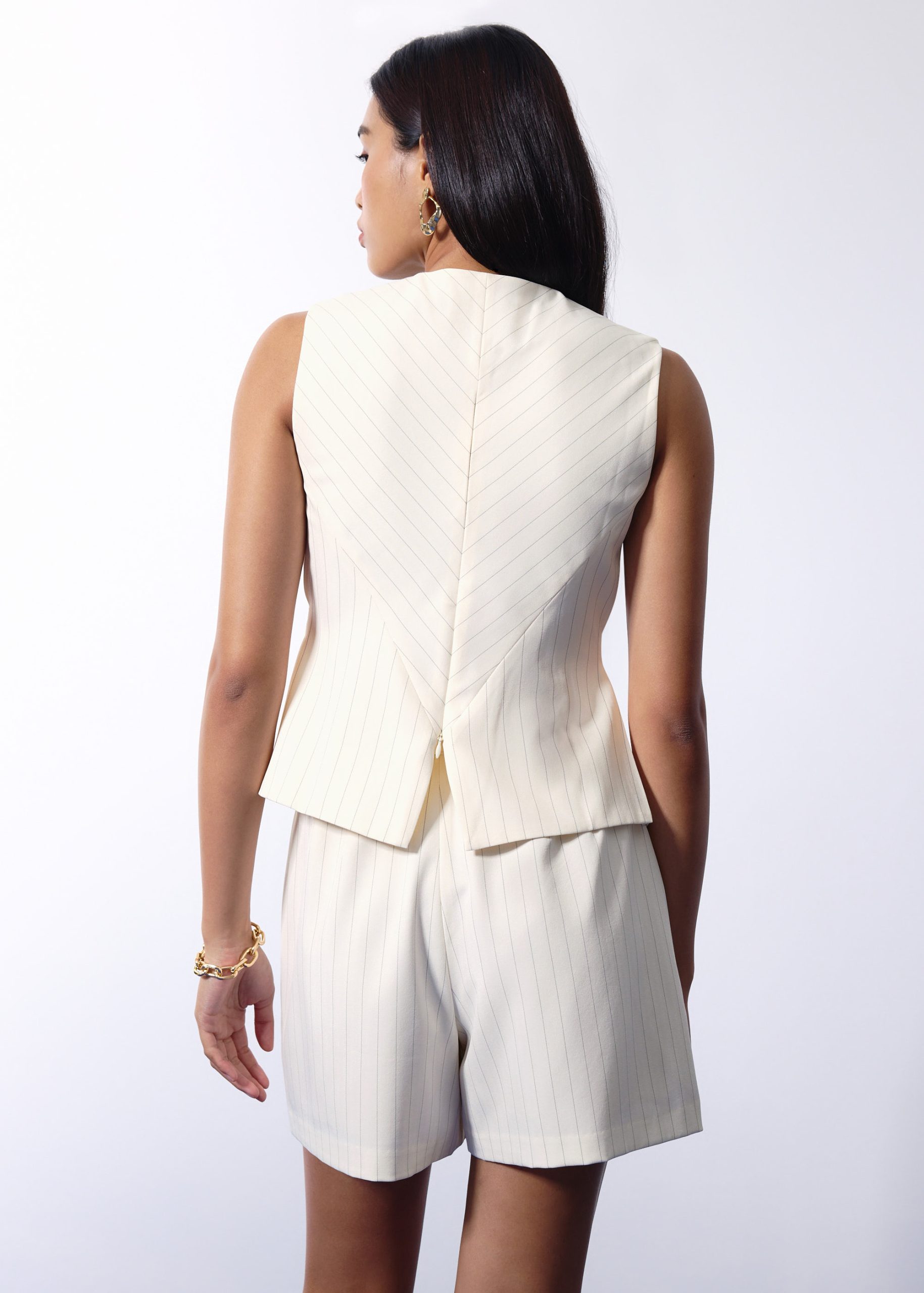 Mae Tailored Pinstripe Cross Over Top - Image 26