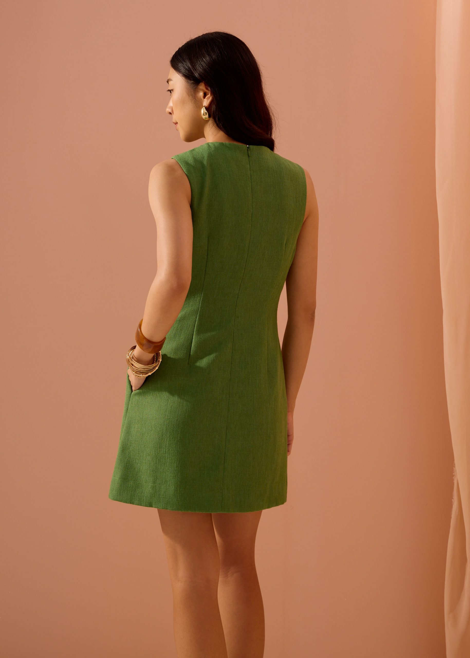 Rani Textured Button Down Shift Mini Dress - Image 7