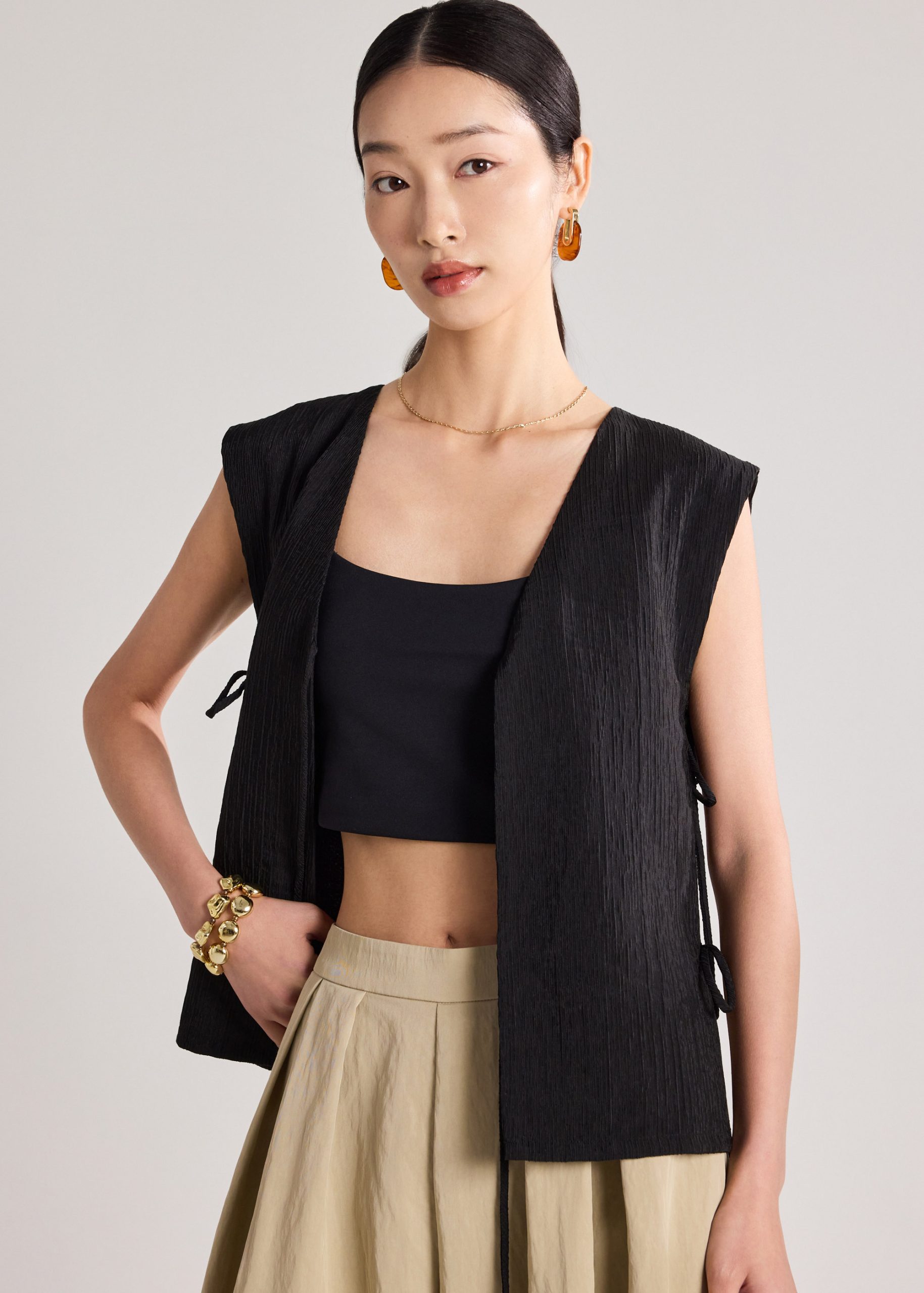 Multi-way Textured Long Vest - Image 7