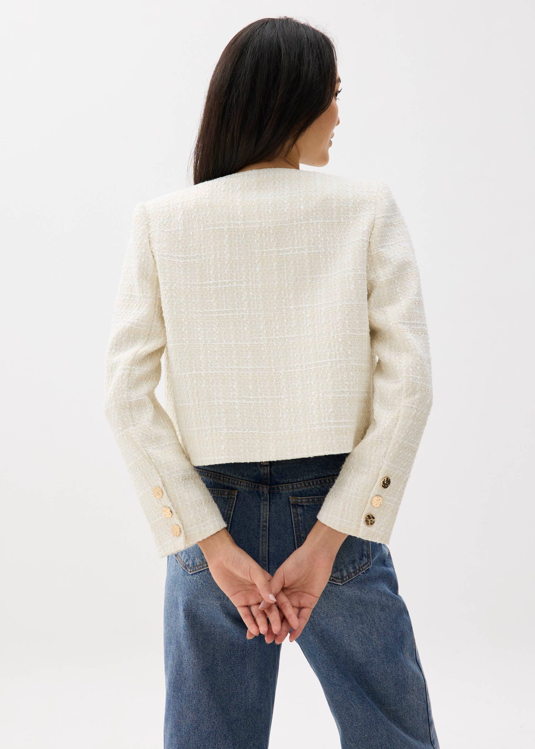 Zanna Detachable Collar Tweed Jacket - Image 5