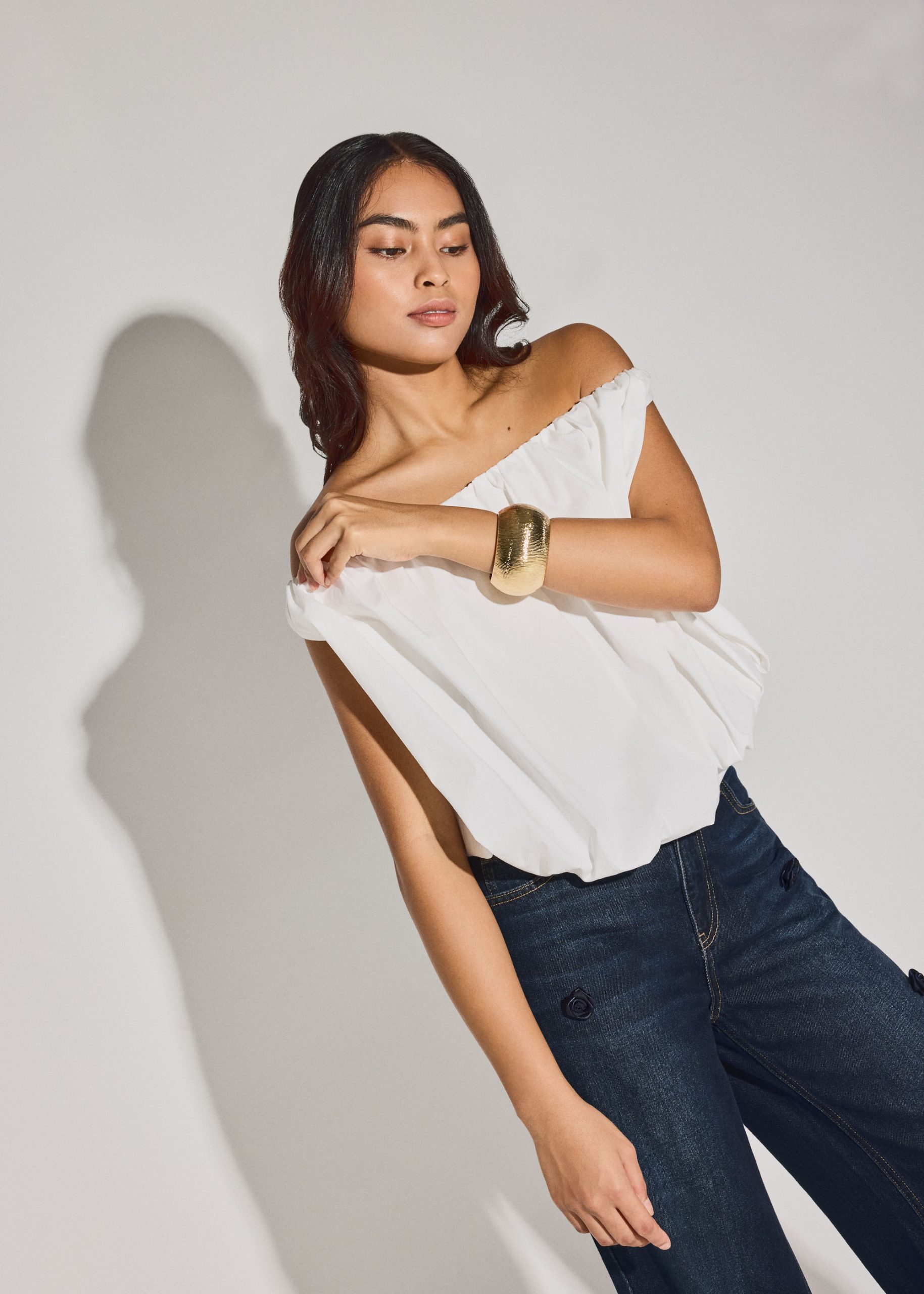 Multi-way Cotton Bubble Hem Top - Image 7