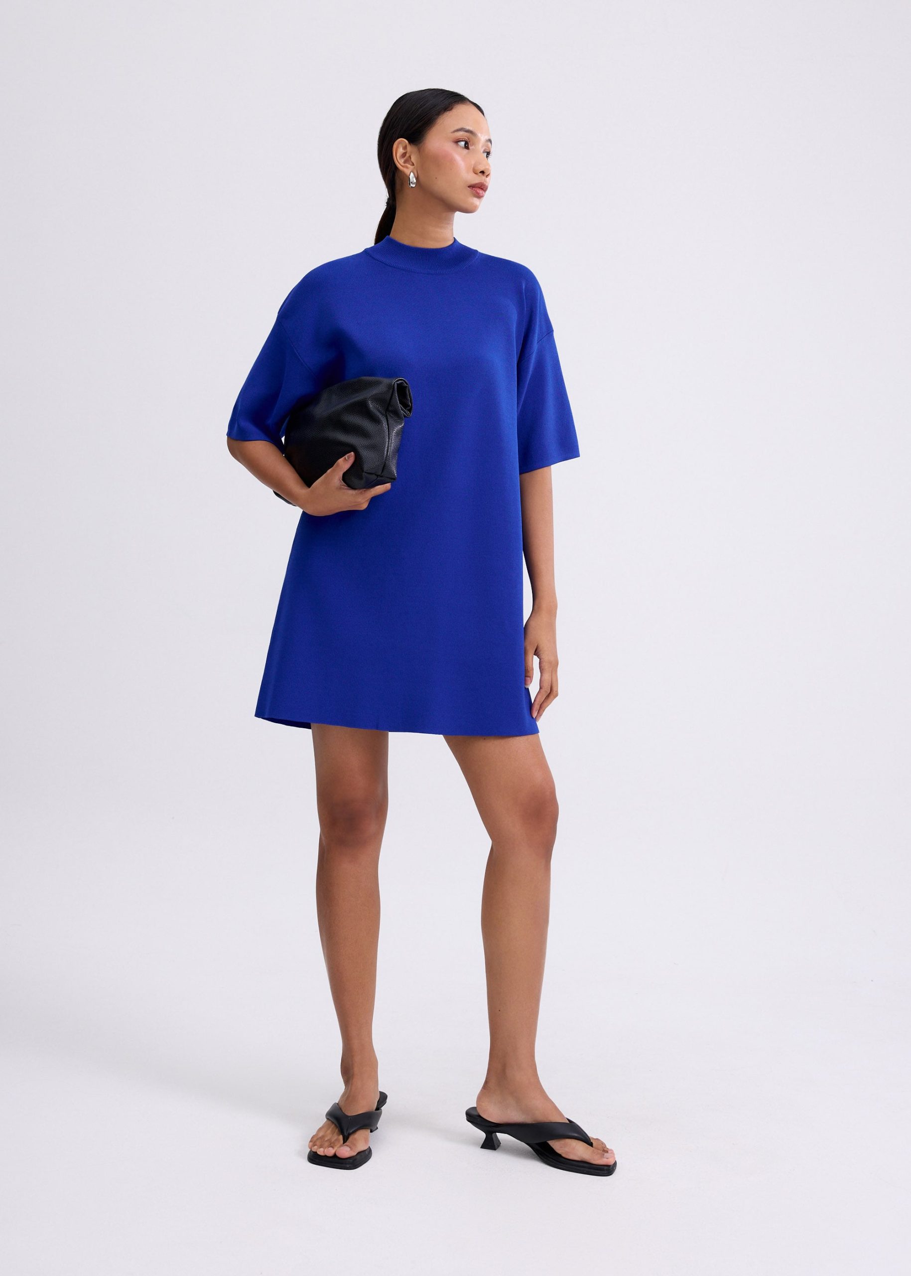 Knit Round Neck Shift Mini Dress - Image 17