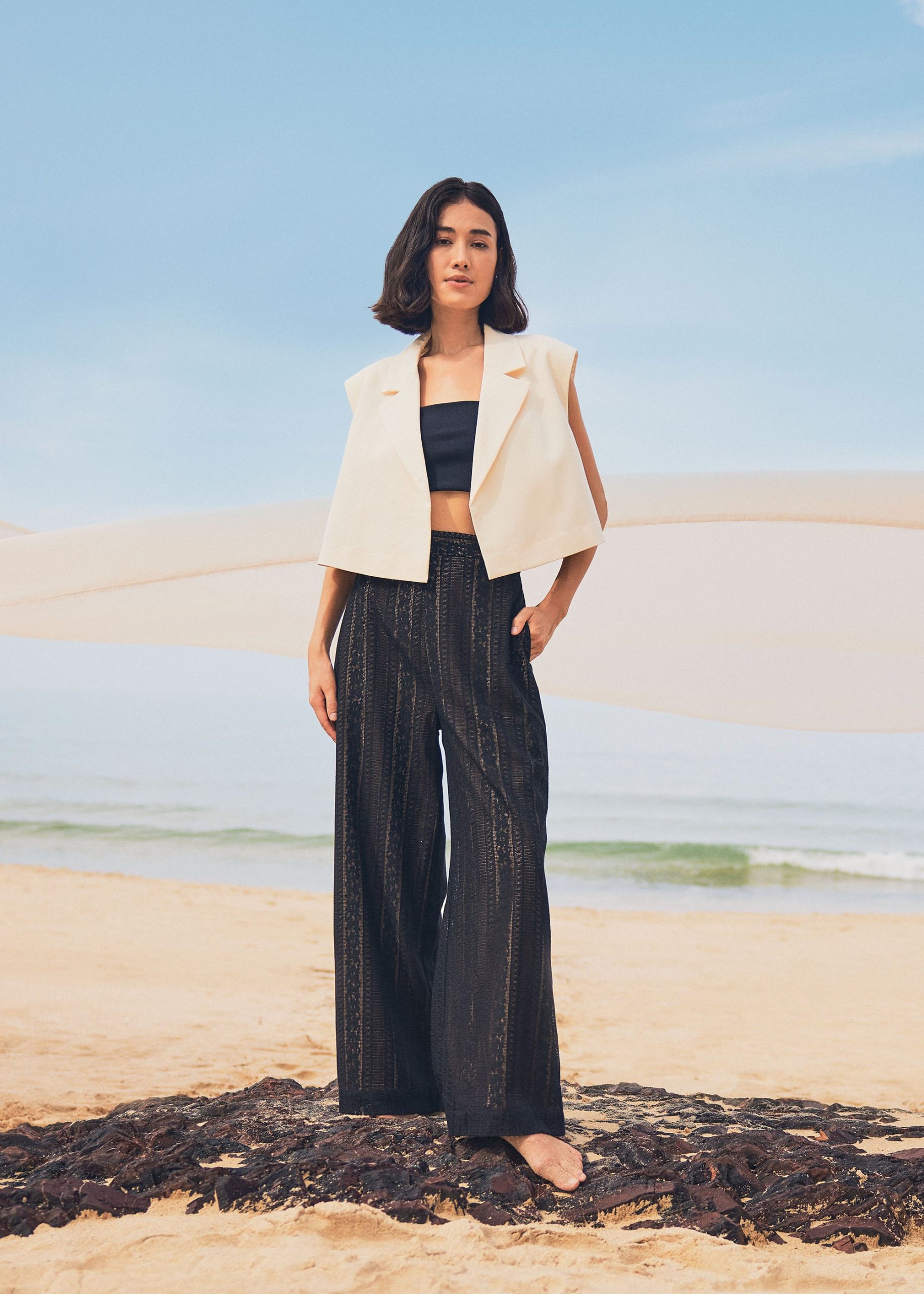 Elastic Lace Wide Leg Pants - Image 2