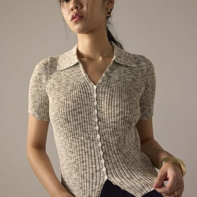 Duo Tone Knit Fitted Top
