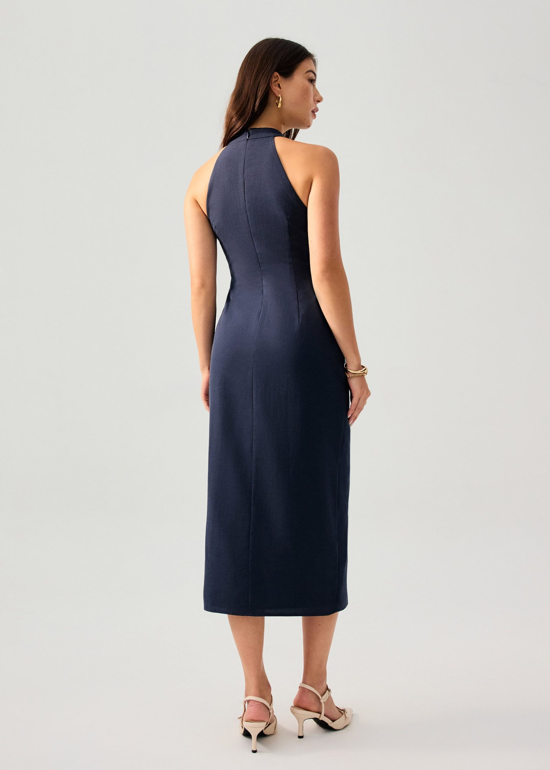 Cotton Side Slit Column Midaxi Cheongsam - Image 5