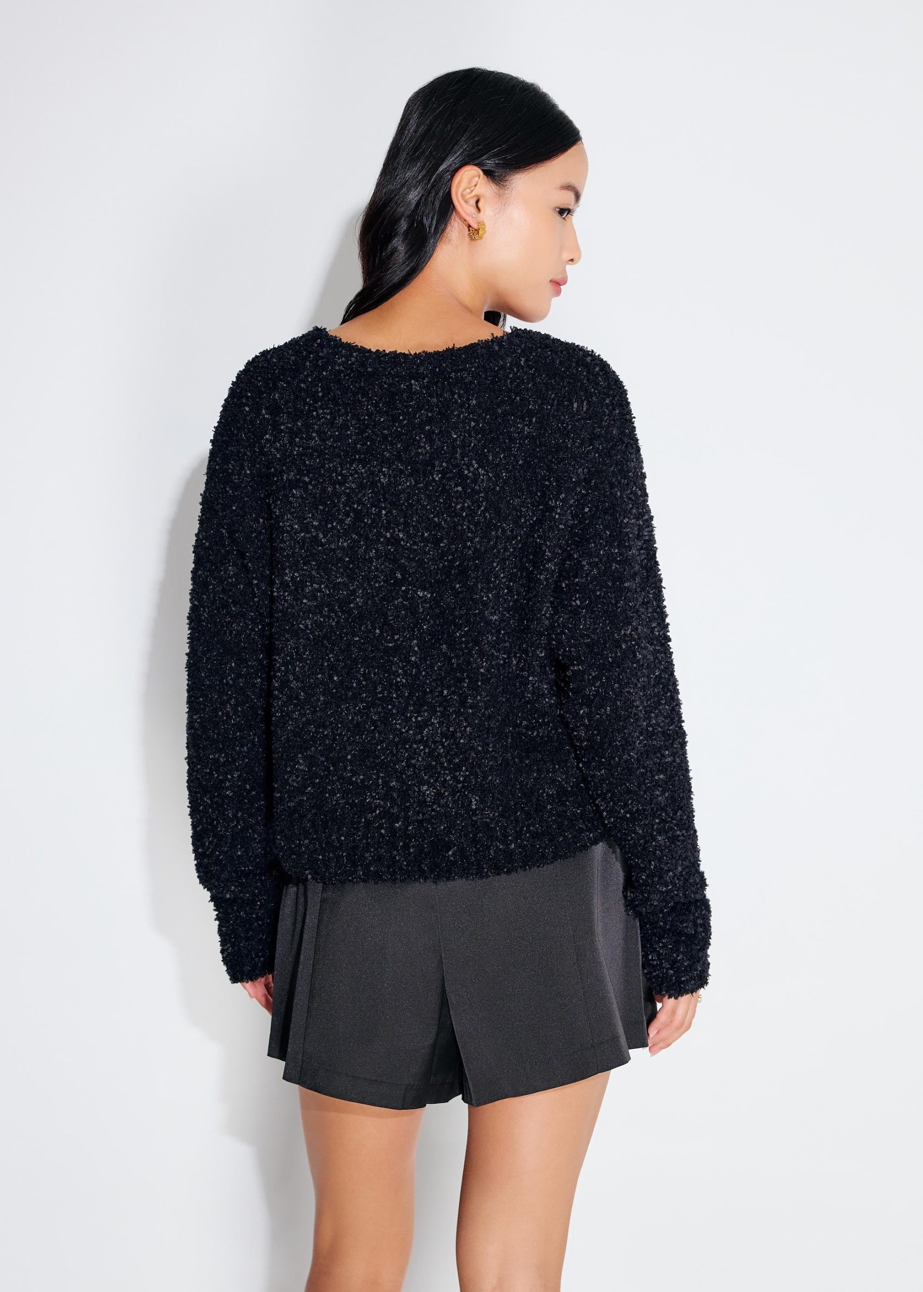 Relaxed Fuzzy Knit Crop Sweater - Image 6
