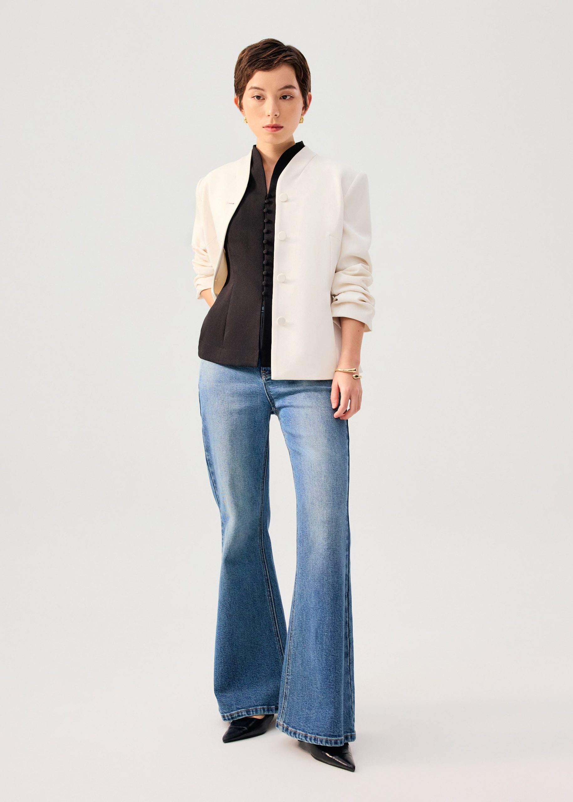 Zhen Mandarin Collar Peplum Vest Top - Image 2