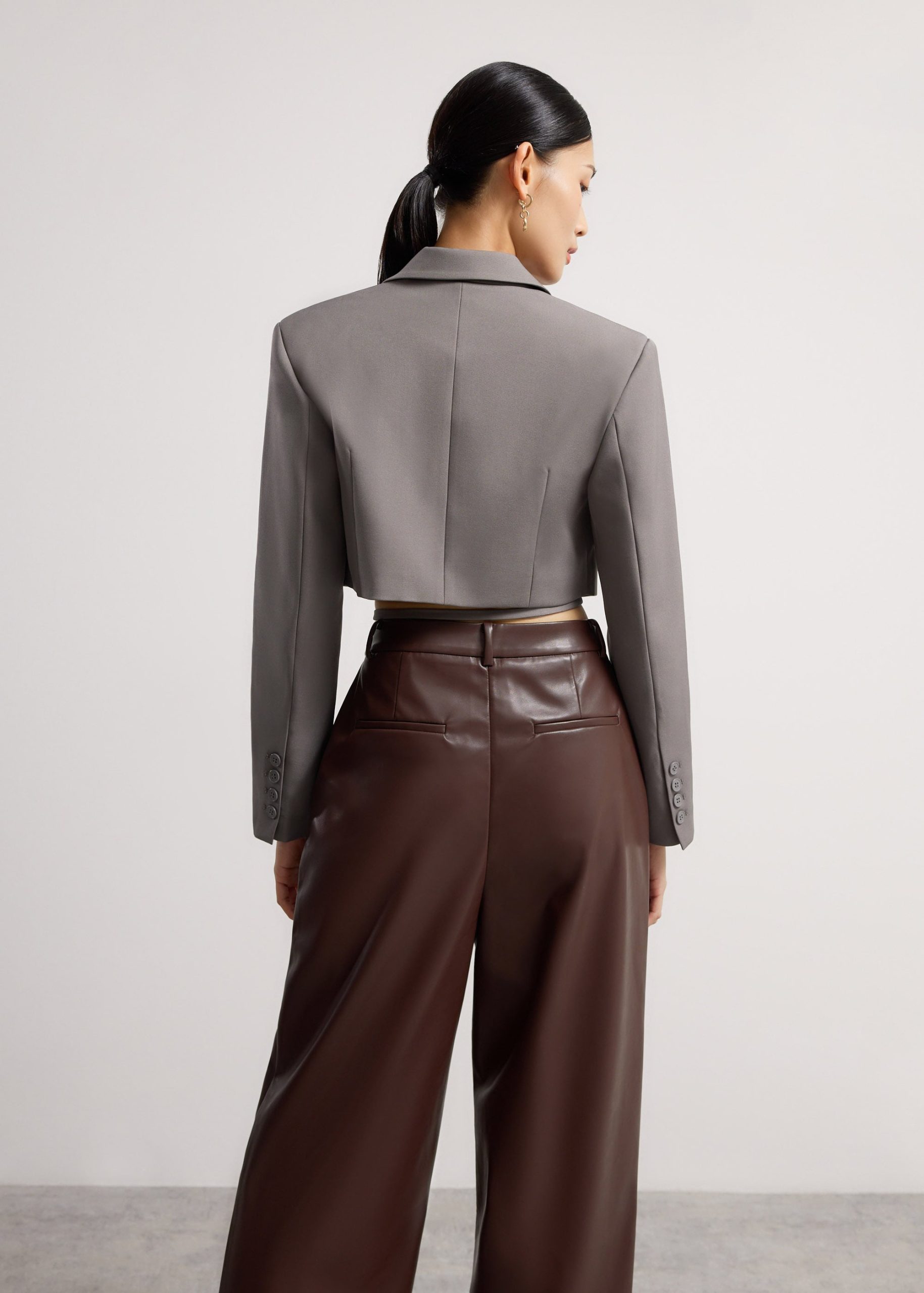 RuchedReady® Oversized Front Wrap Crop Blazer - Image 9
