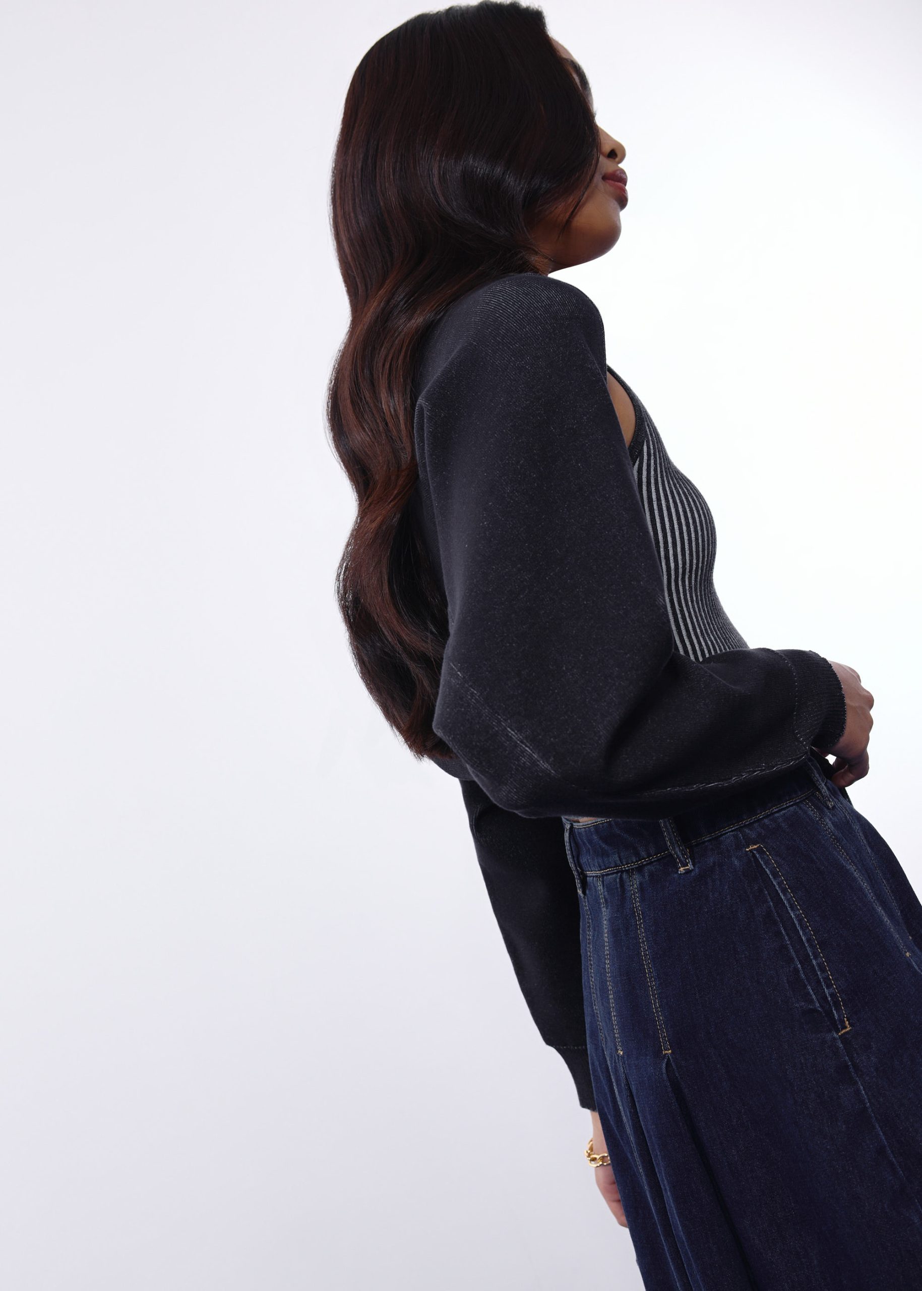 Relaxed Duo Knit Crop Cardigan - Image 11