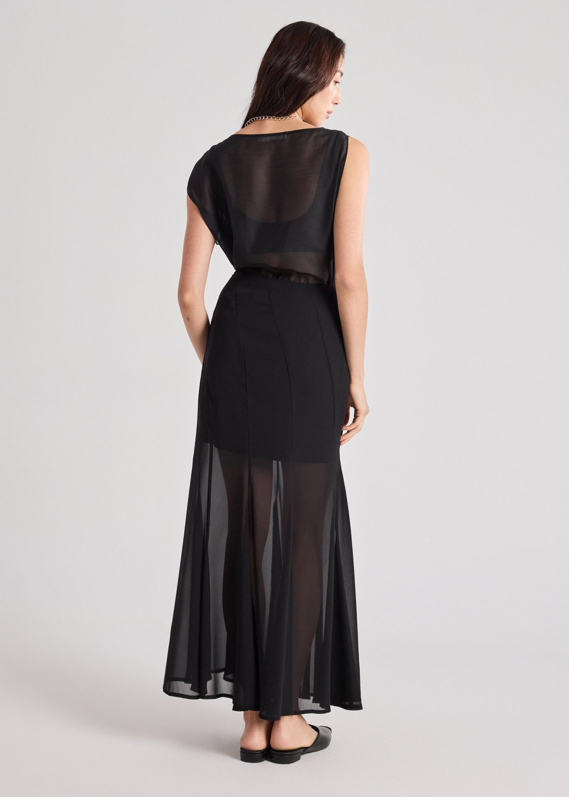 Sheer Hem Flare Skirt - Image 3