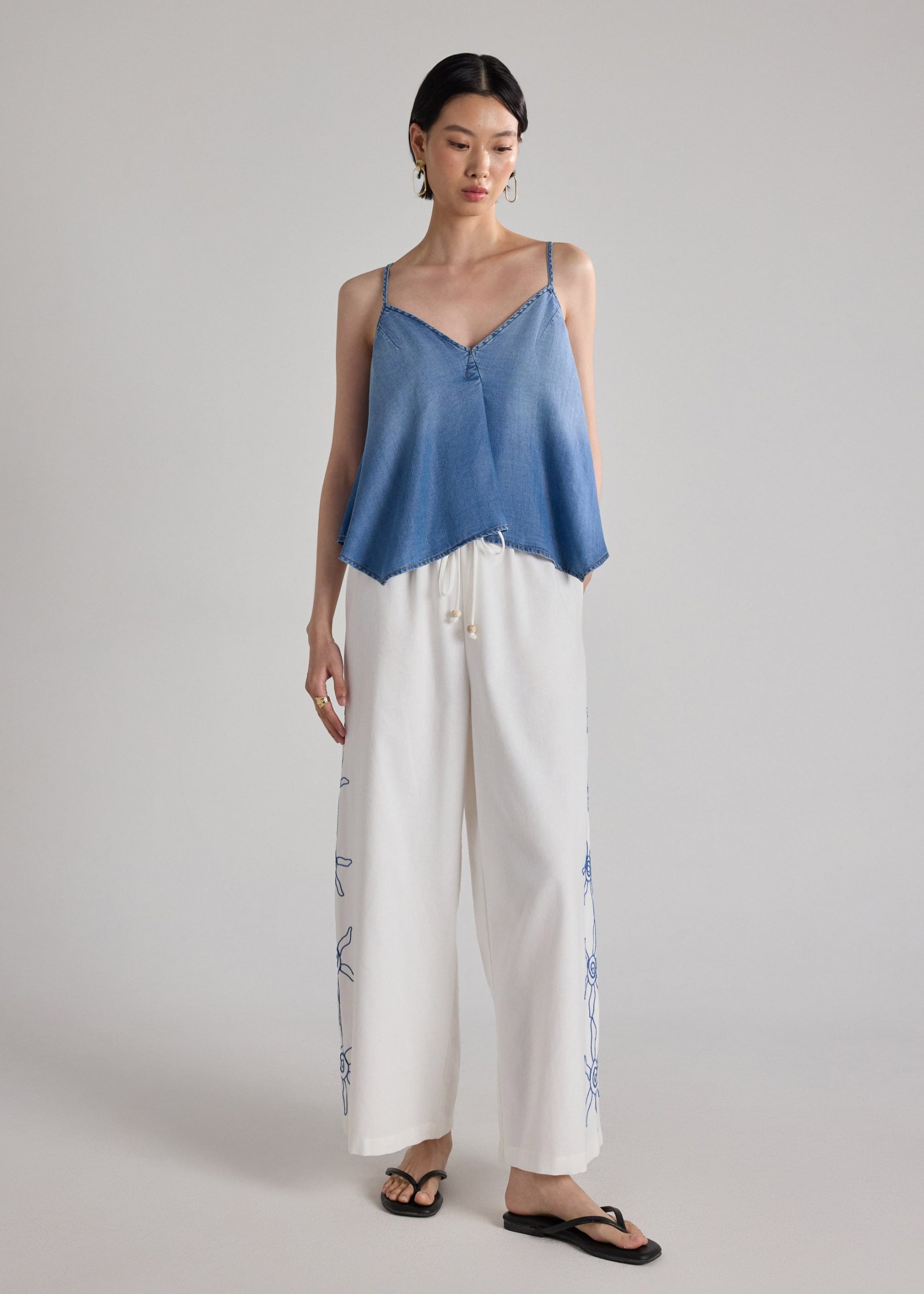 Drawstring Pants in Coastal Charm Embroidery - Image 14