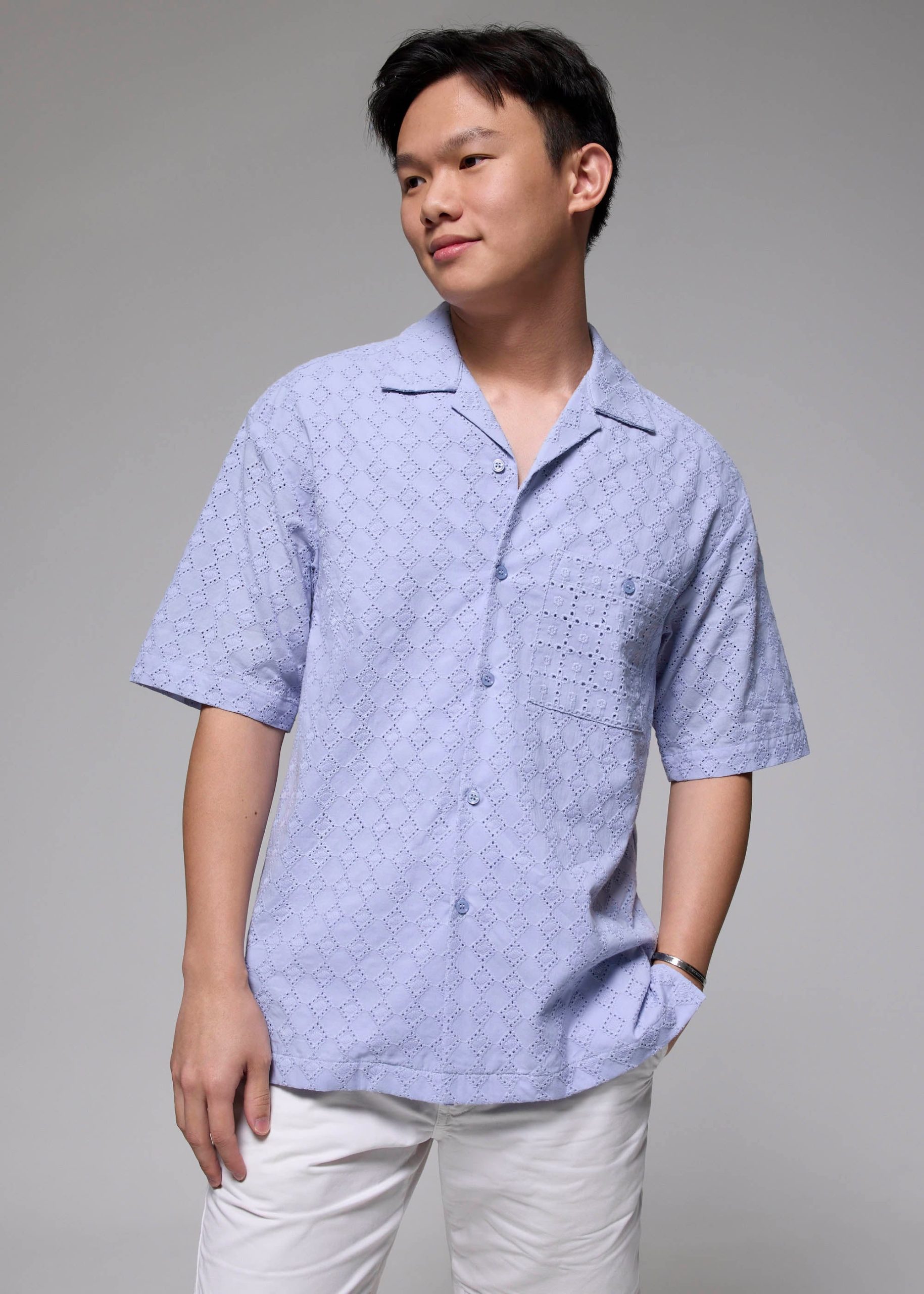 Men's Broderie Relaxed Collared Shirt - Image 9