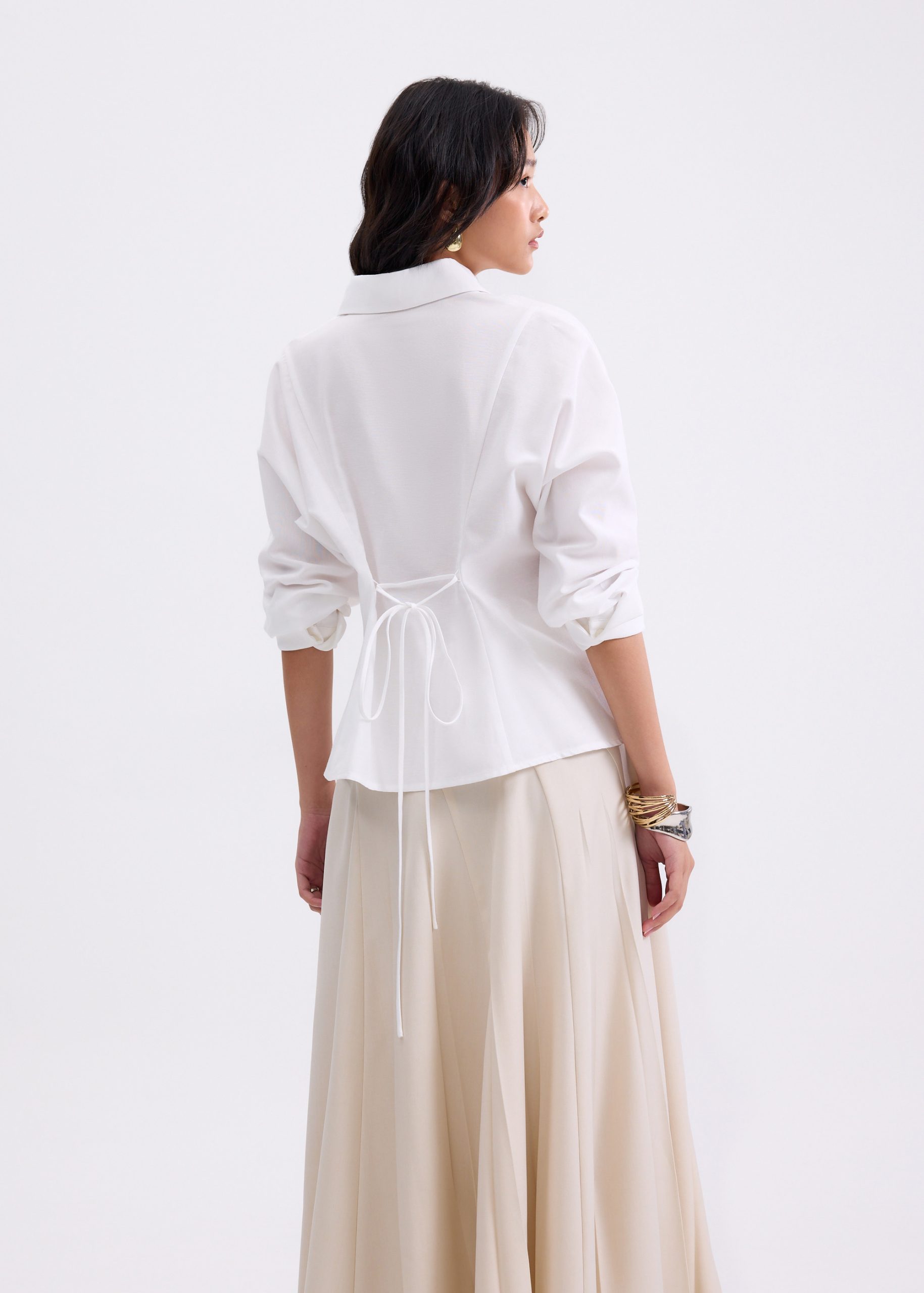 RuchedReady® Lily Cinch Waist Collared Shirt - Image 11