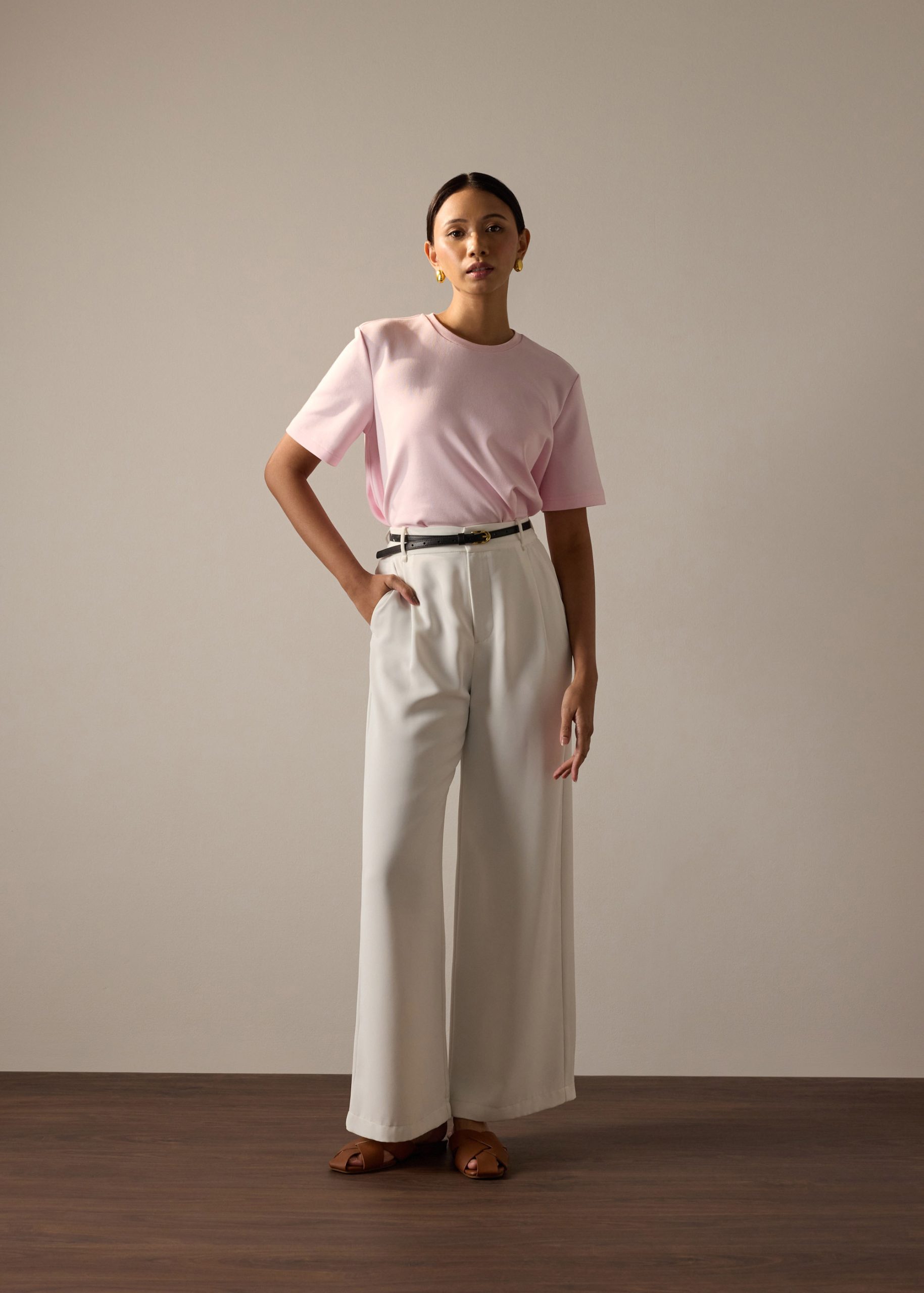 Billie Neoprene Round Neck Trapeze Tee - Image 13