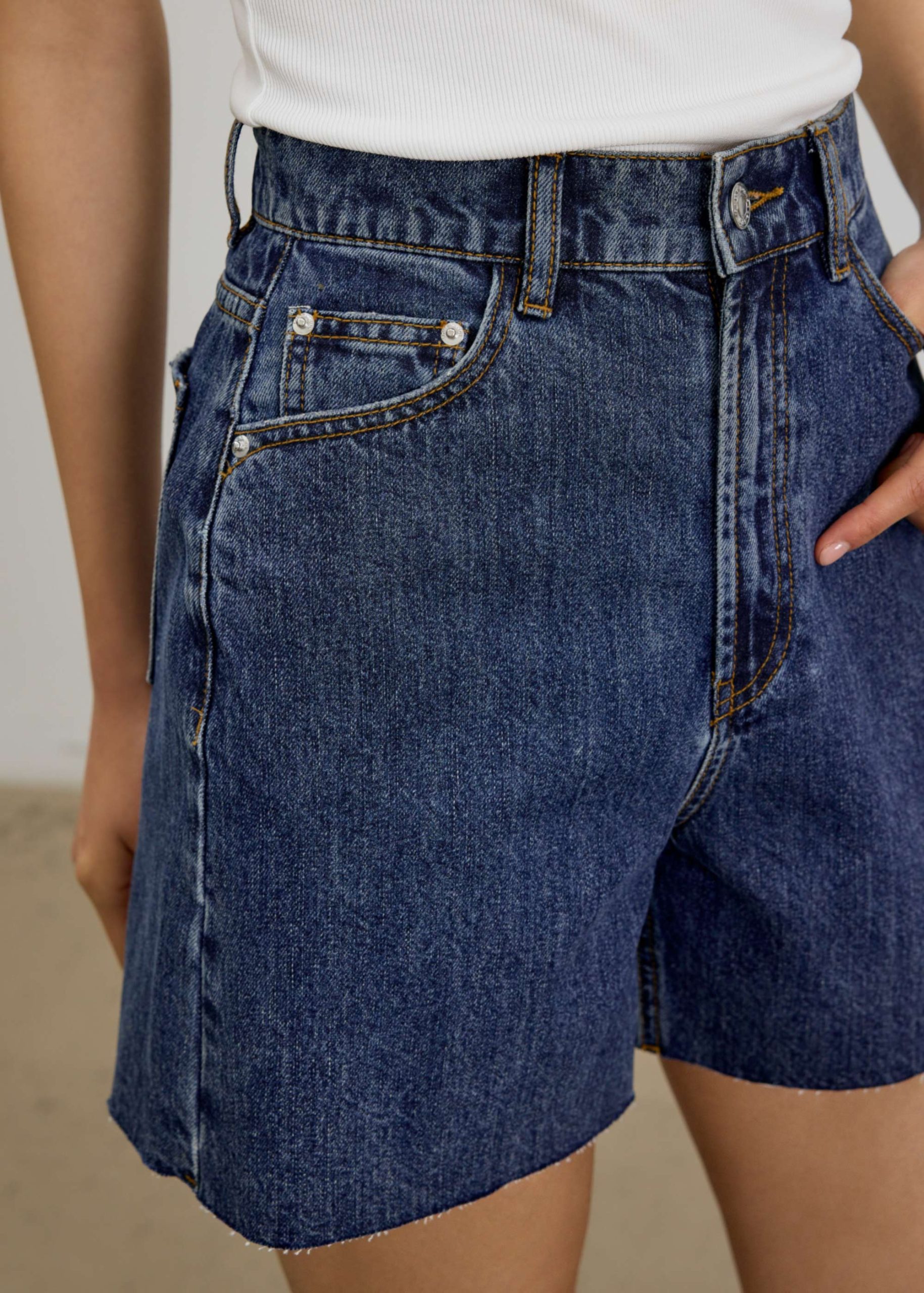 Sana High Waist Fray Denim Shorts - Image 9