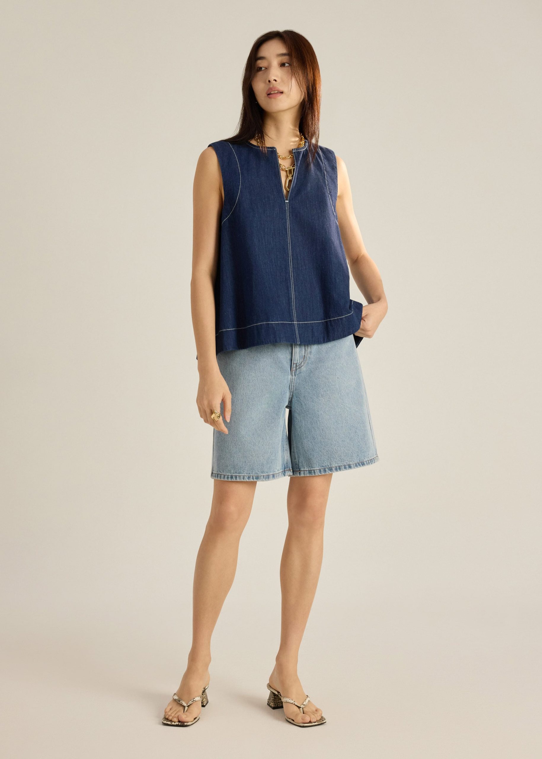 Denim Relaxed Shell Top