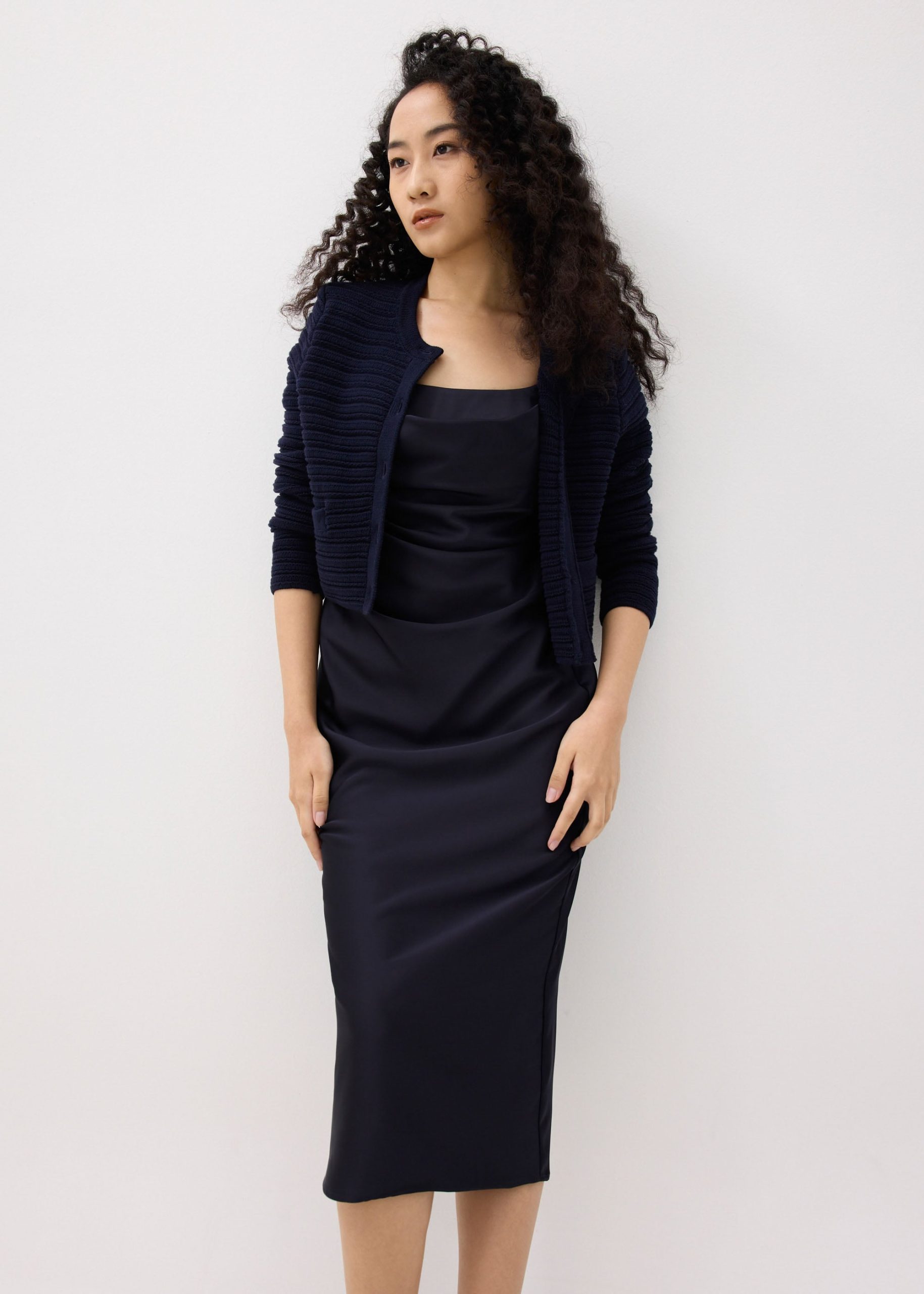 BraFree by LB Esme Satin Column Drape Midi Dress - Image 6