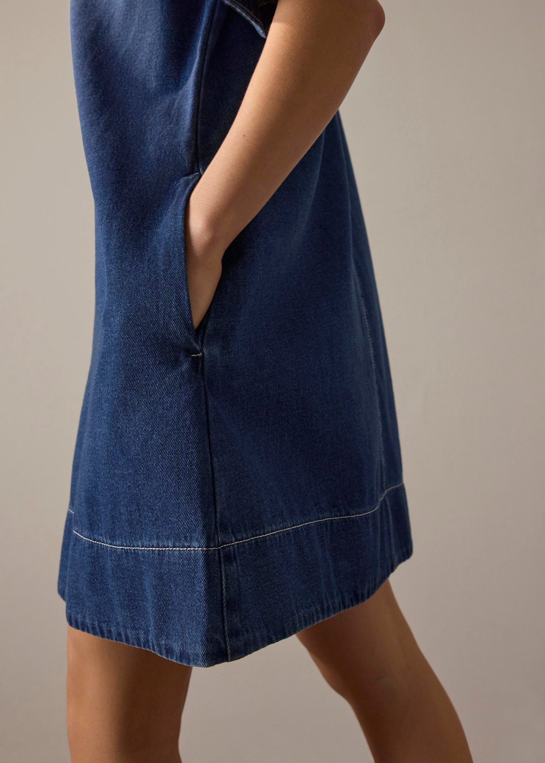 Denim Shift Mini Dress - Image 9