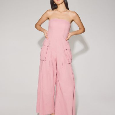 BraFree by LB Linen Cargo Tube Jumpsuit