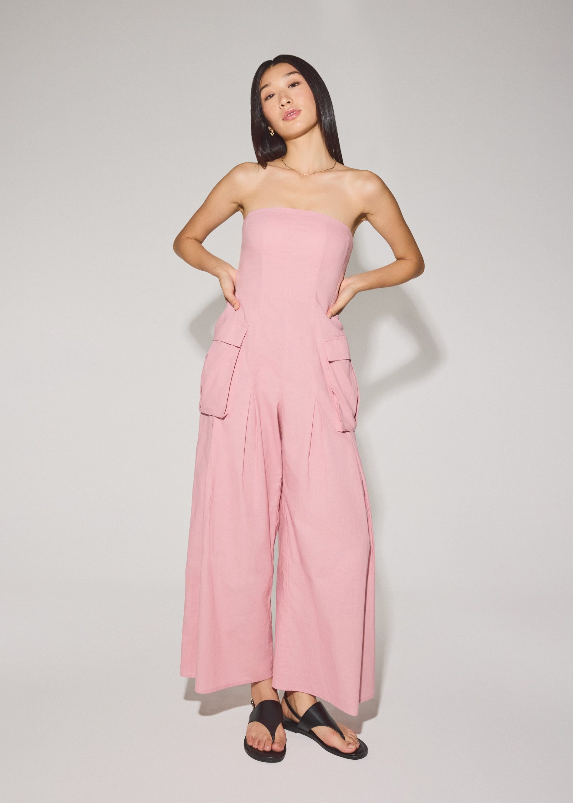BraFree by LB Linen Cargo Tube Jumpsuit