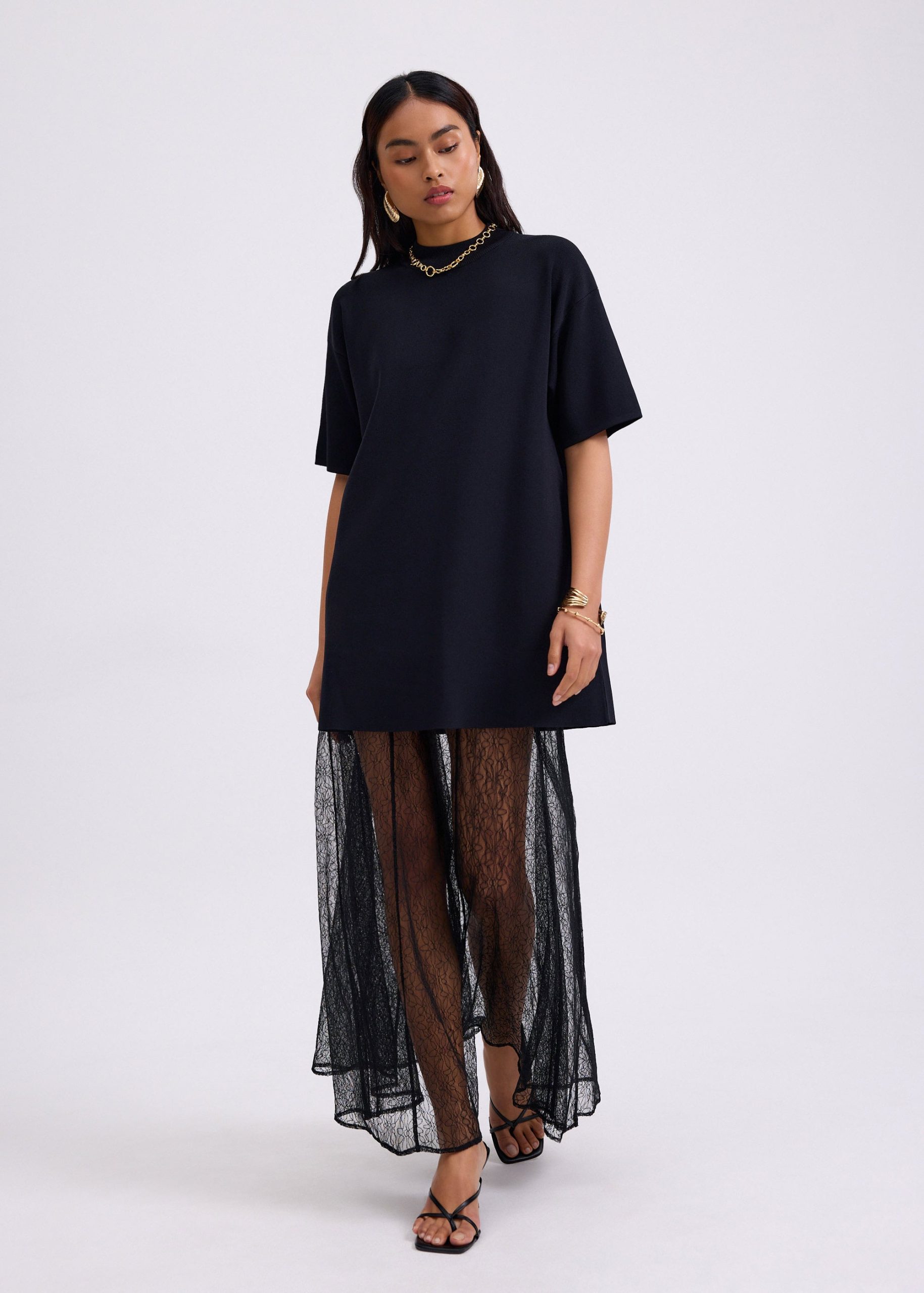 Knit Round Neck Shift Mini Dress - Image 8