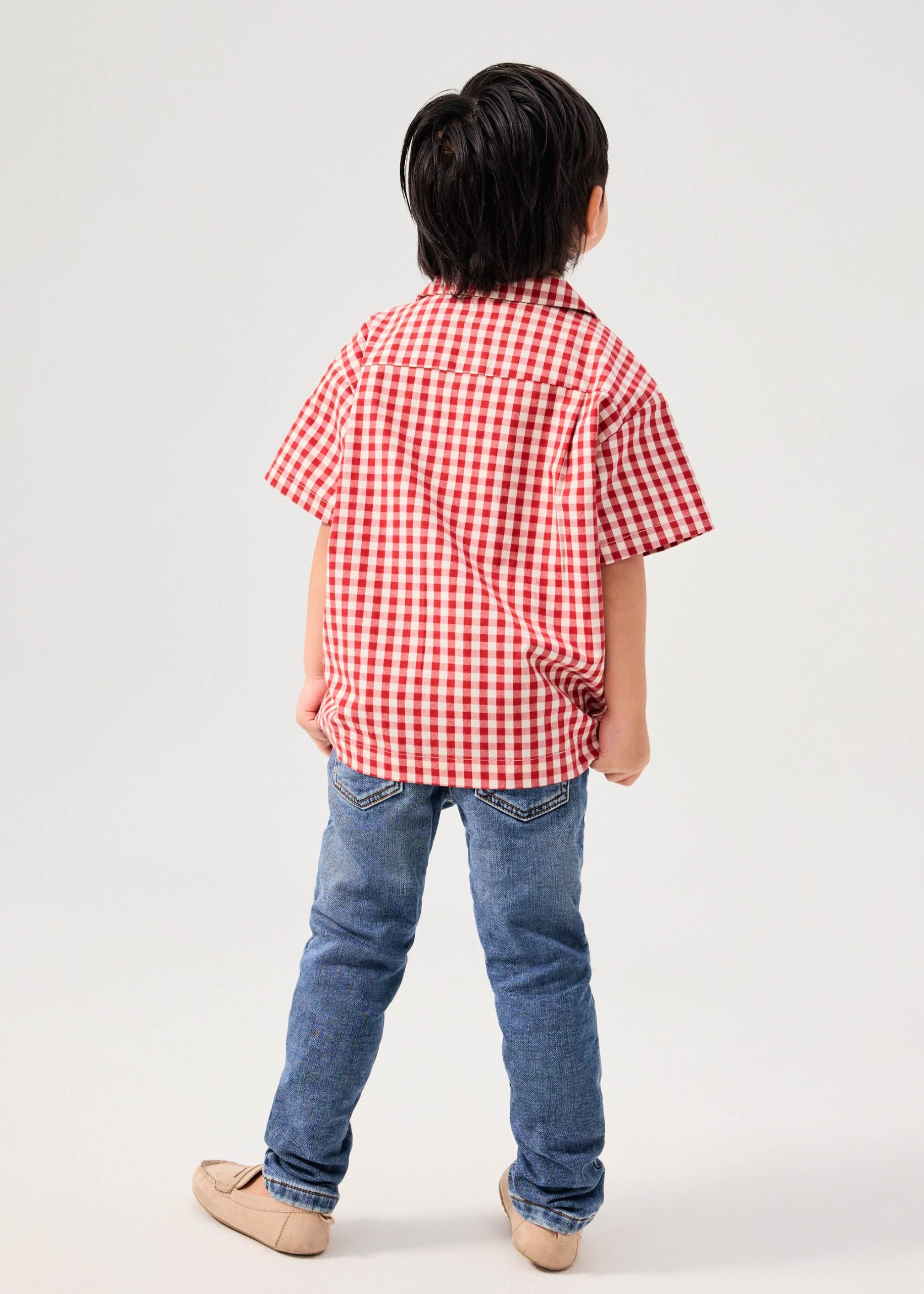 Kids' Gingham Cotton Button Down Shirt - Image 6