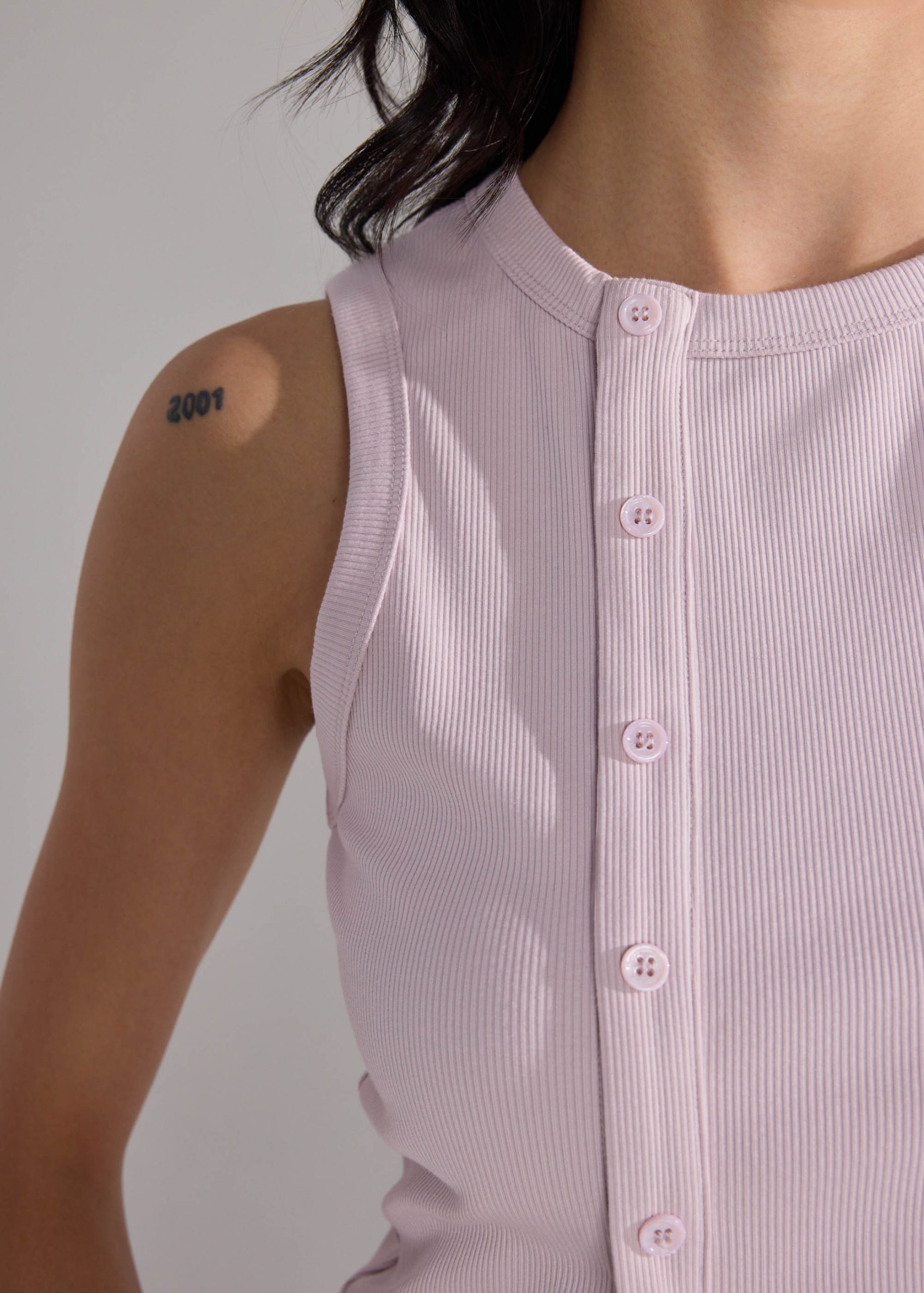 Jersey Button Down Fitted Top - Image 11