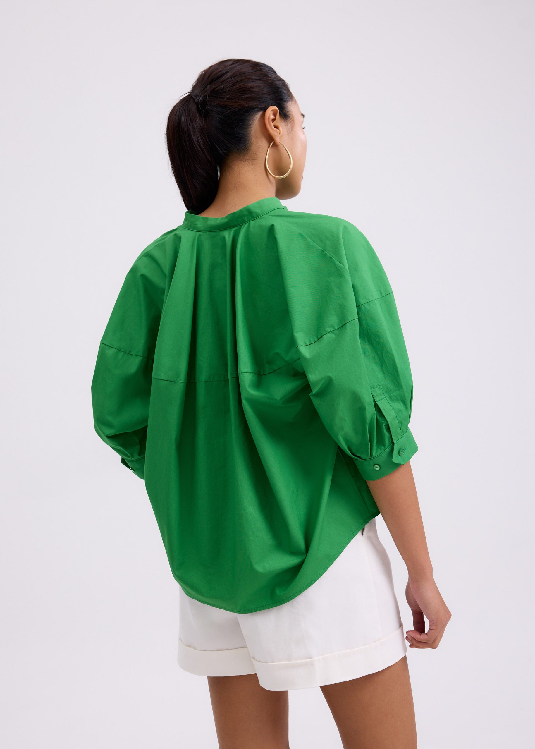Meiying Relaxed Poplin Mandarin Collar Shirt - Image 10