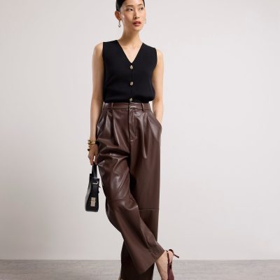 Martine Vegan Leather Straight Leg Pants