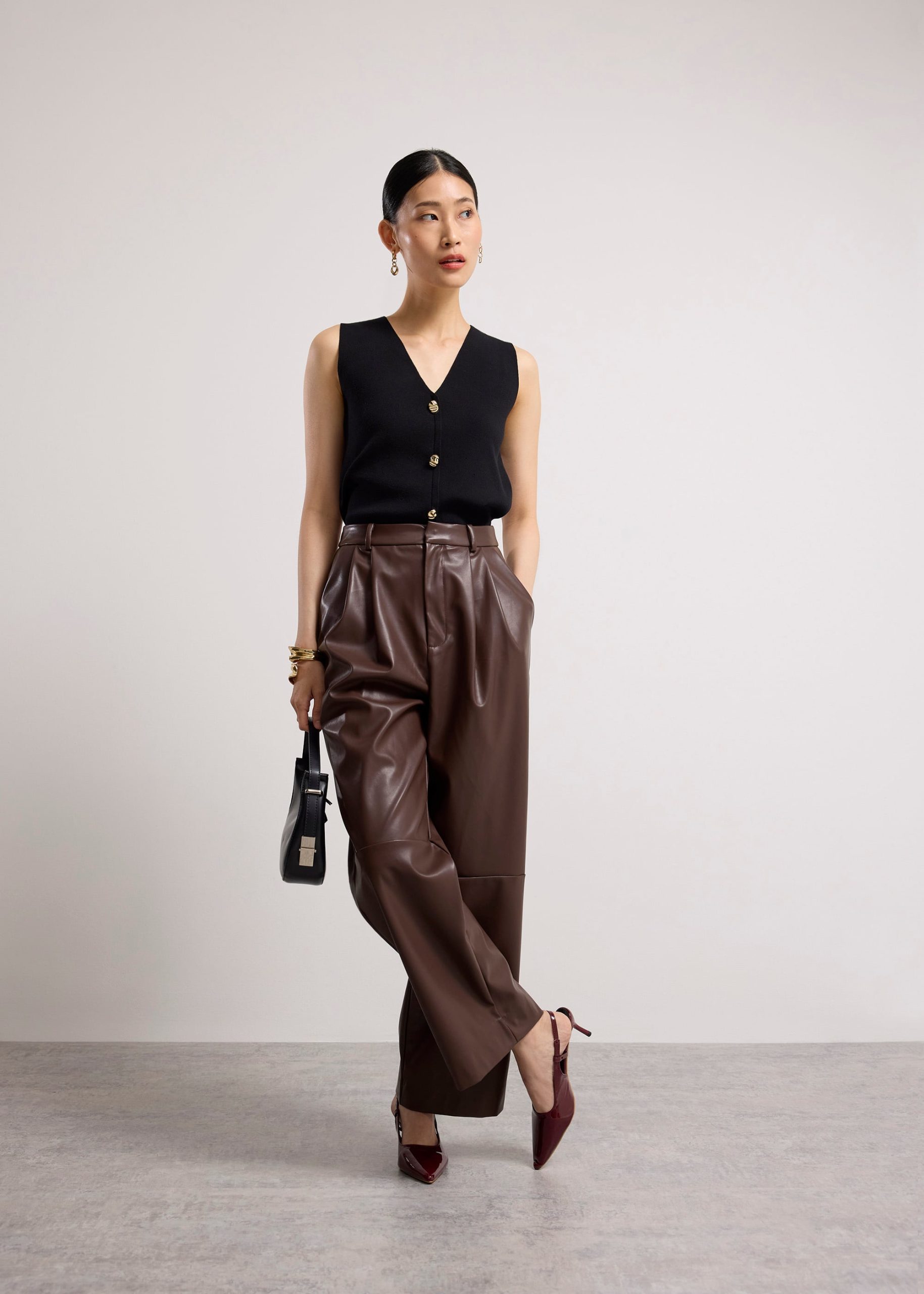 Martine Vegan Leather Straight Leg Pants