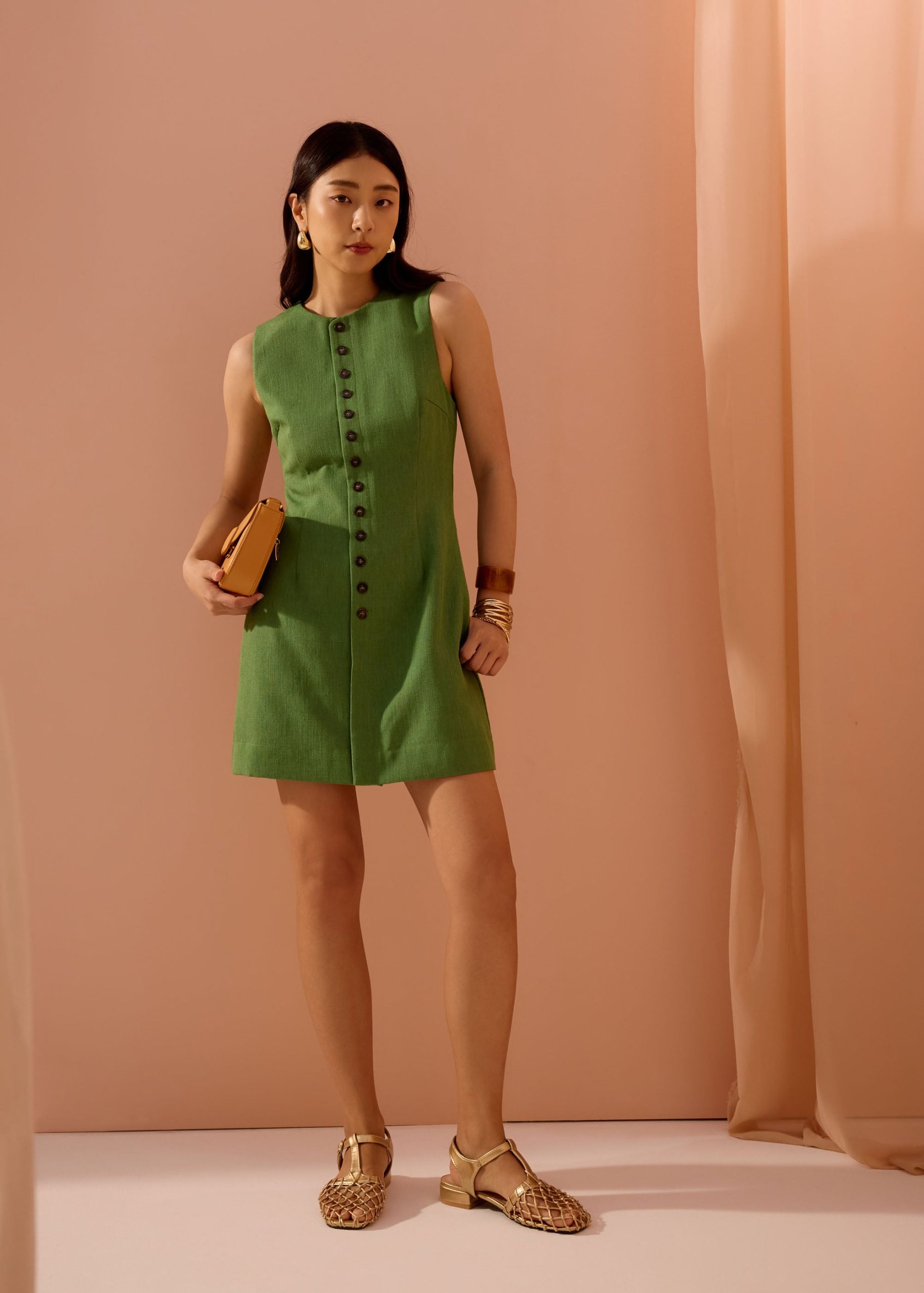 Rani Textured Button Down Shift Mini Dress - Image 3