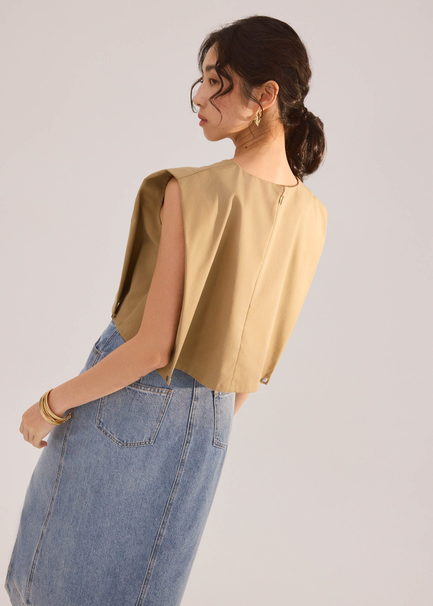 Lyocell Panelled Side Seams Boxy Top - Image 12