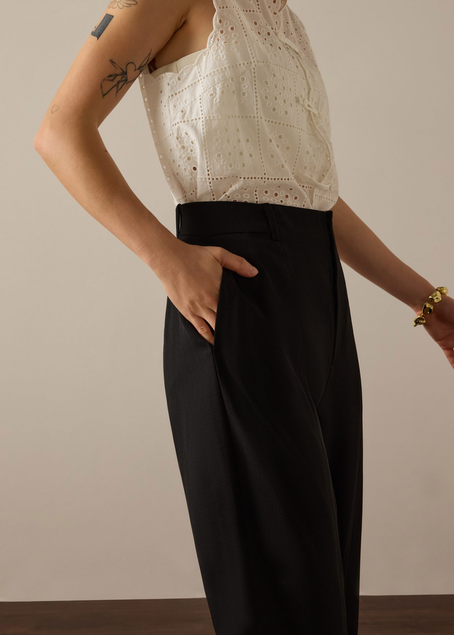 PETITE Leggy??Pia Adjustable Hem Elastic Melange Straight Leg Pants - Image 8
