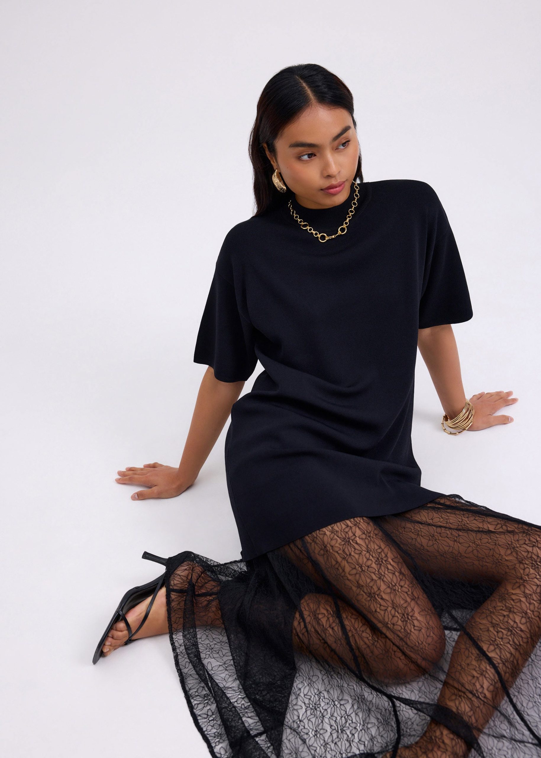 Knit Round Neck Shift Mini Dress - Image 5